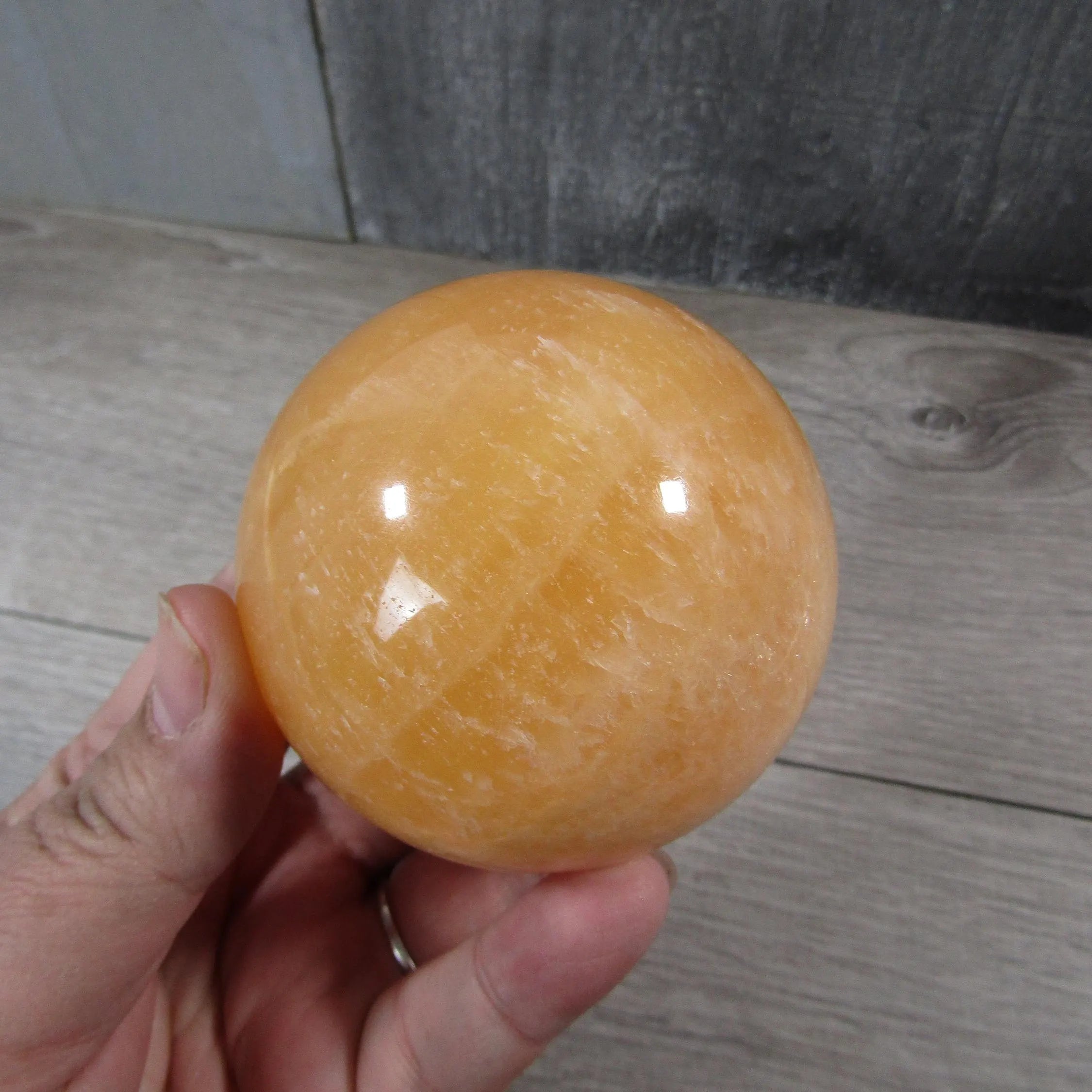 Orange Calcite Sphere Large Display Size