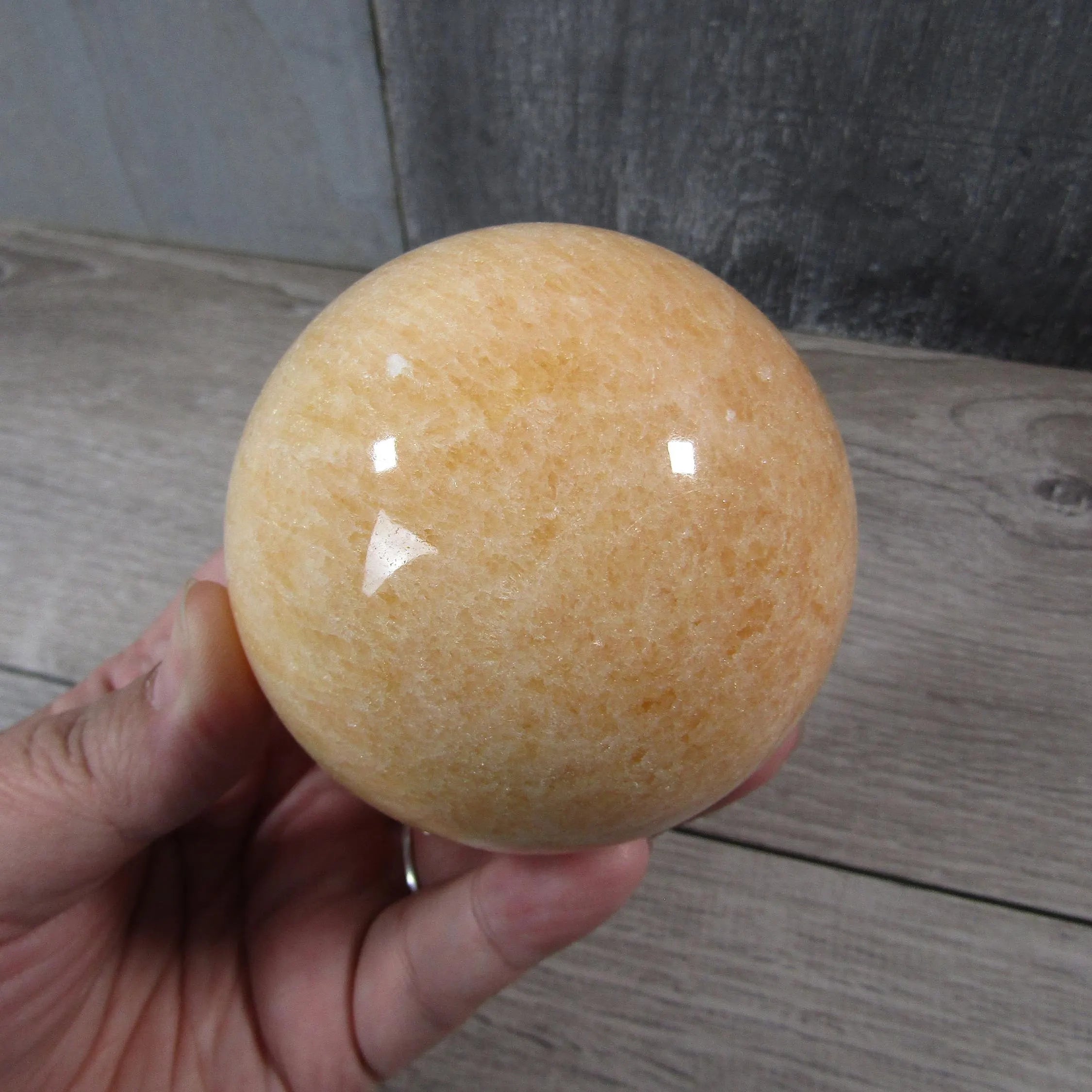 Orange Calcite Sphere Large Display Size