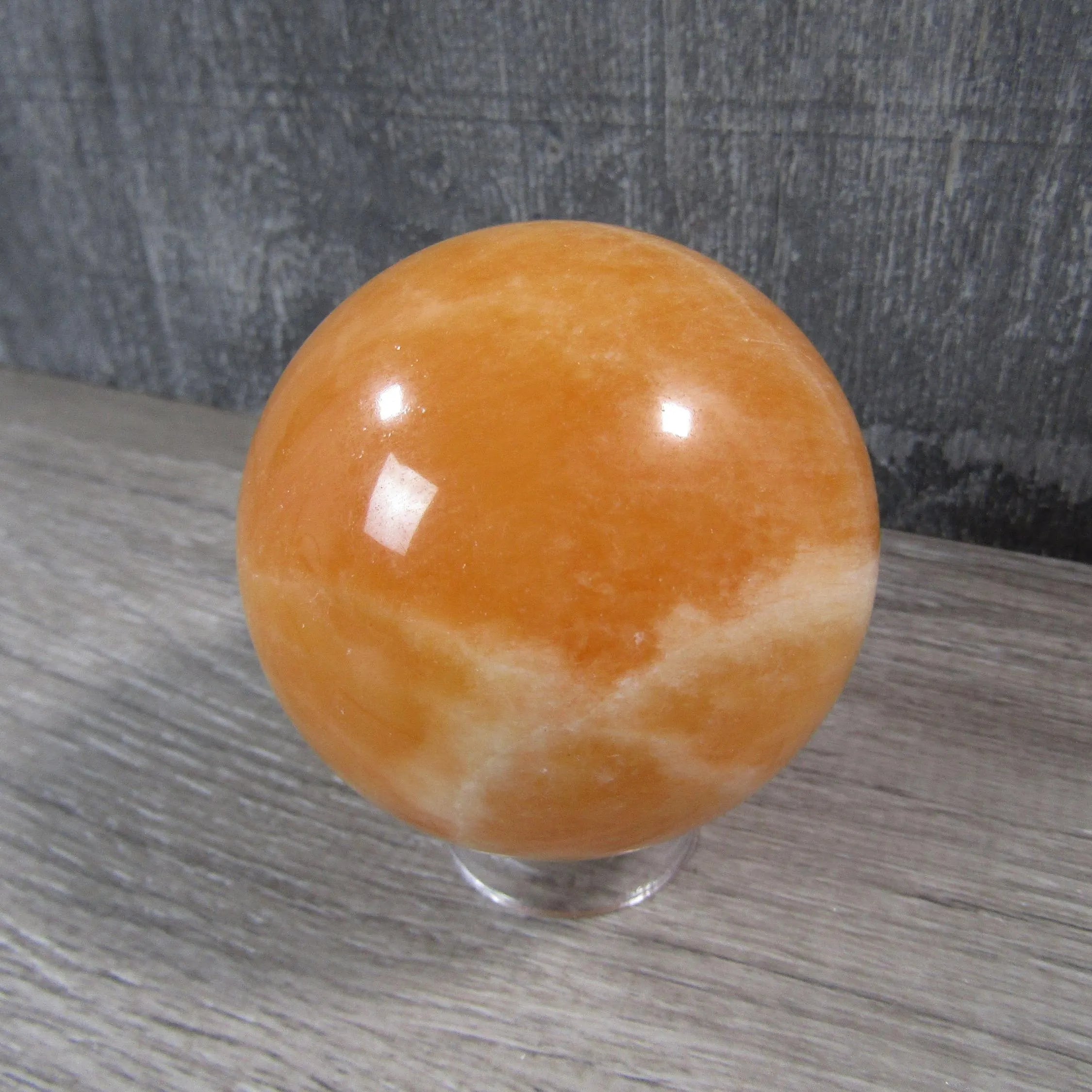 Orange Calcite Sphere Large Display Size