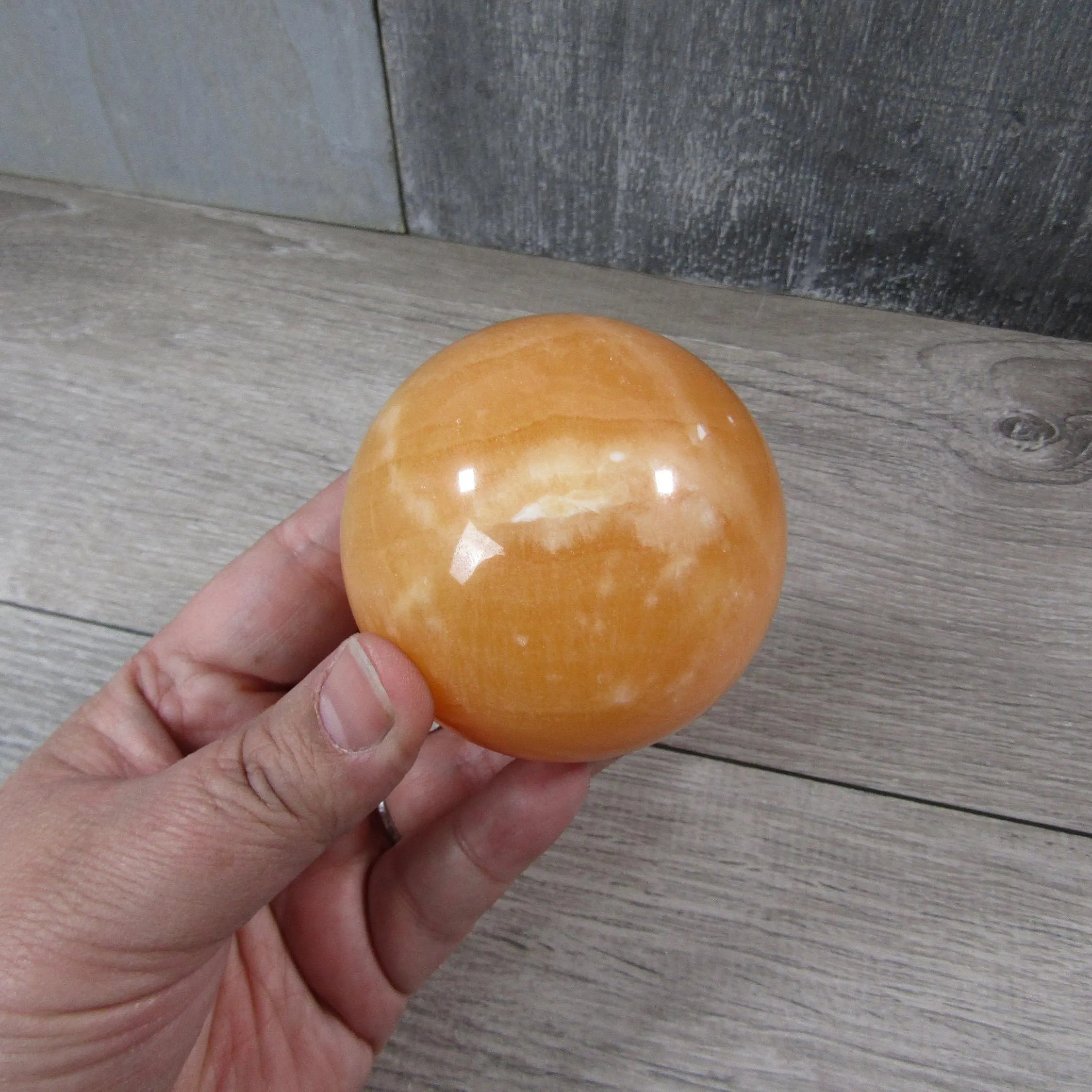 Orange Calcite Sphere Large Display Size