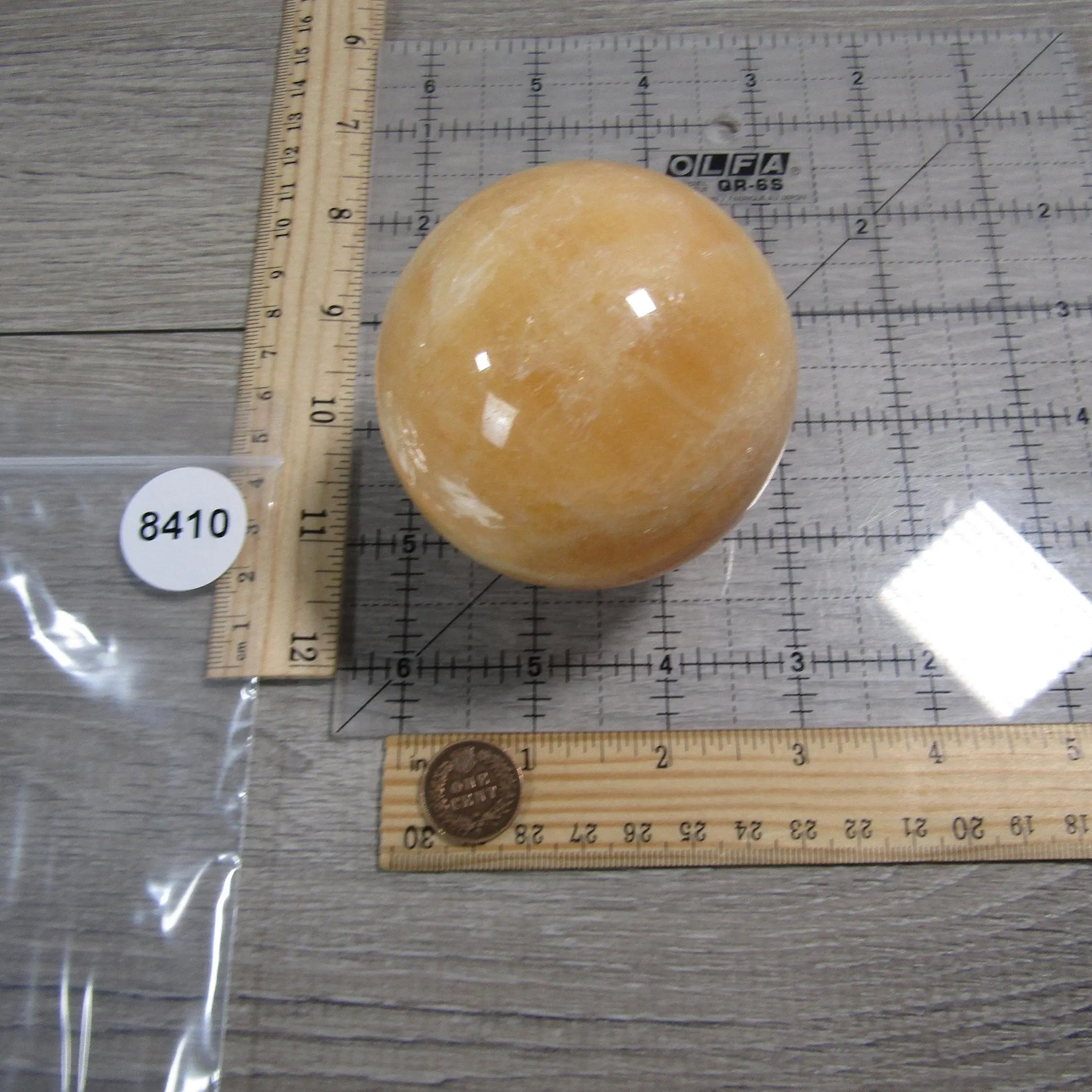 Orange Calcite Sphere Large Display Size