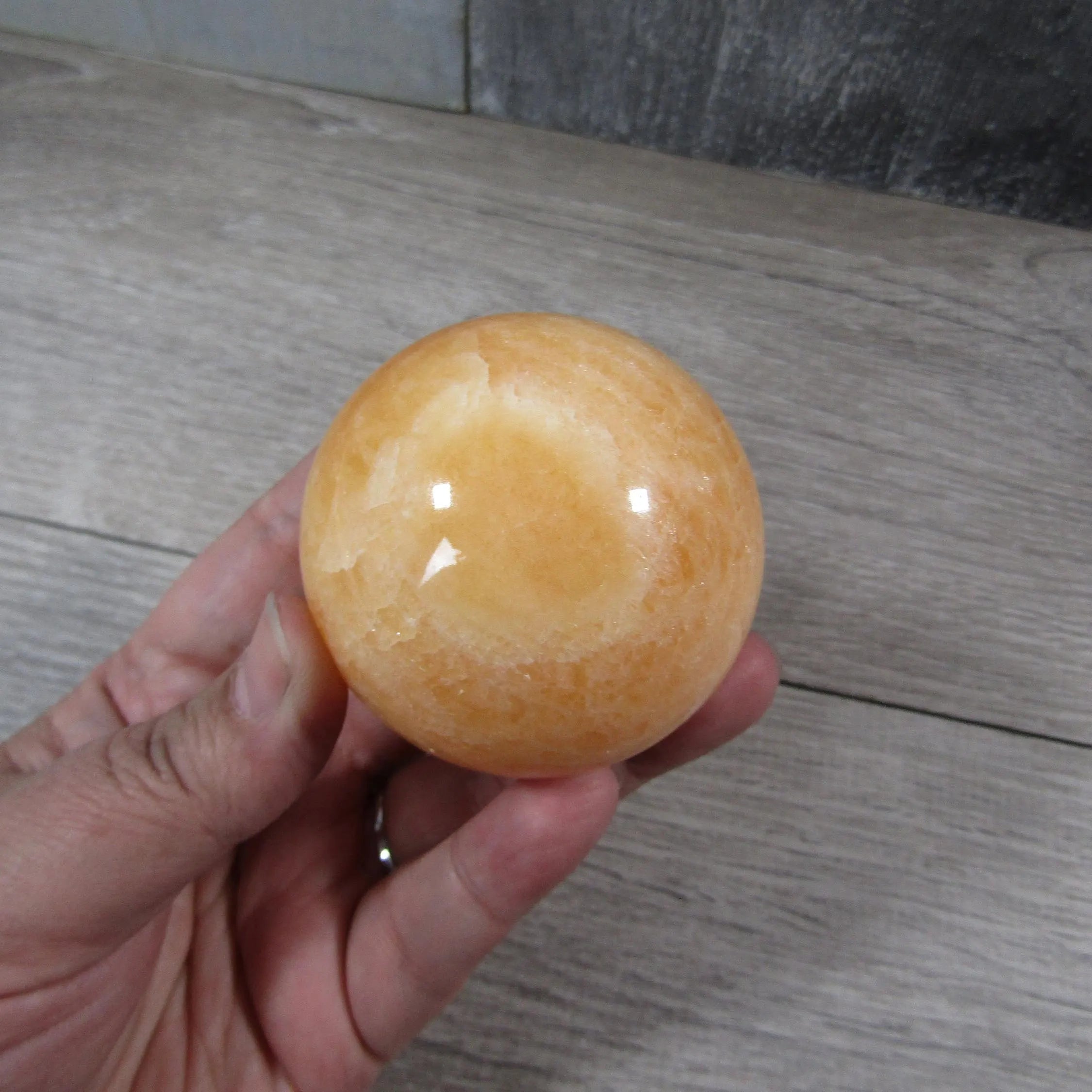 Orange Calcite Sphere Large Display Size