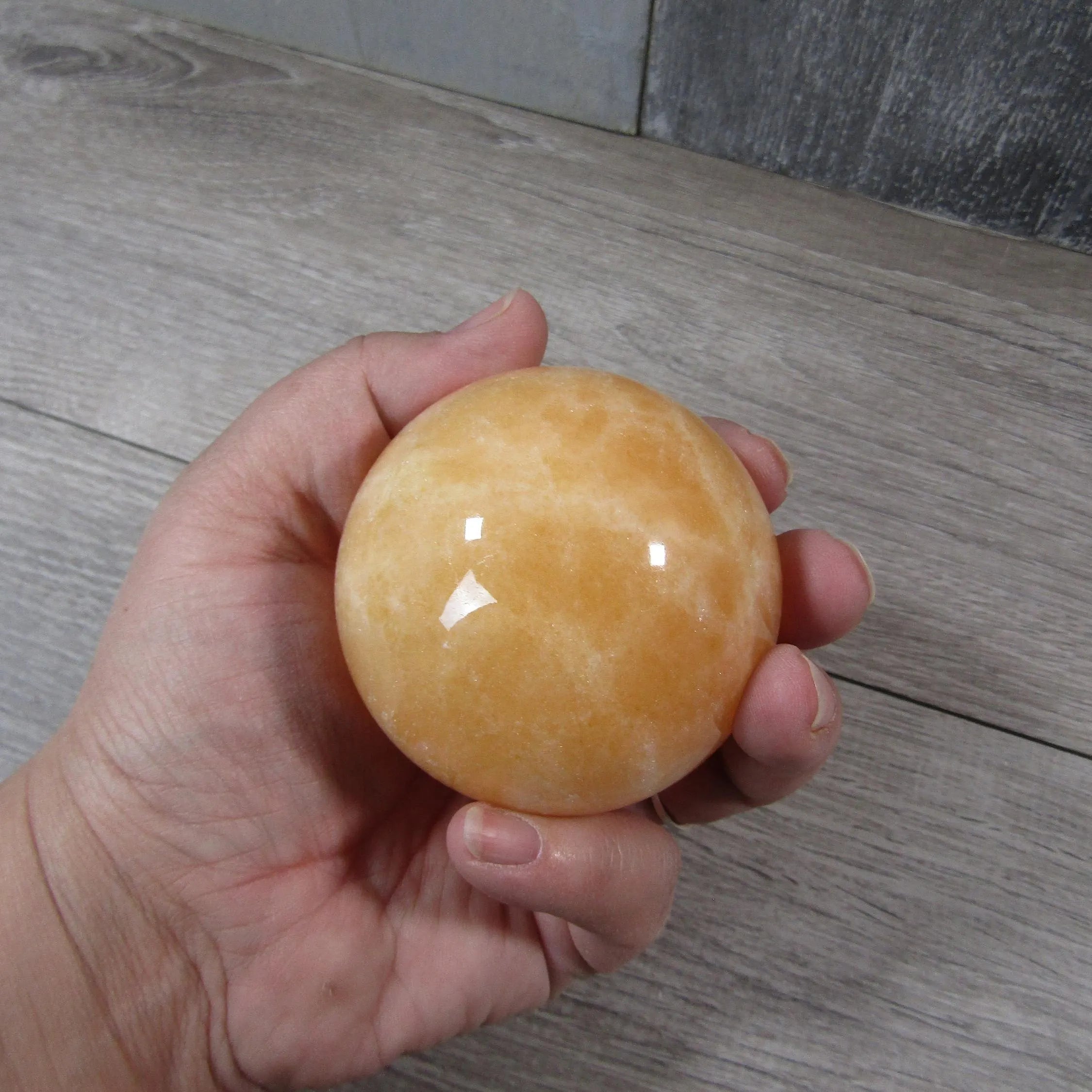 Orange Calcite Sphere Large Display Size