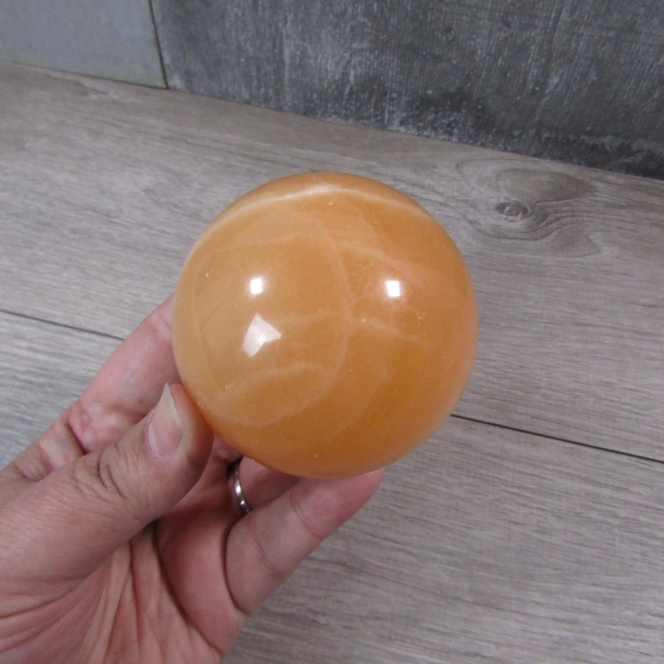 Orange Calcite Sphere Large Display Size