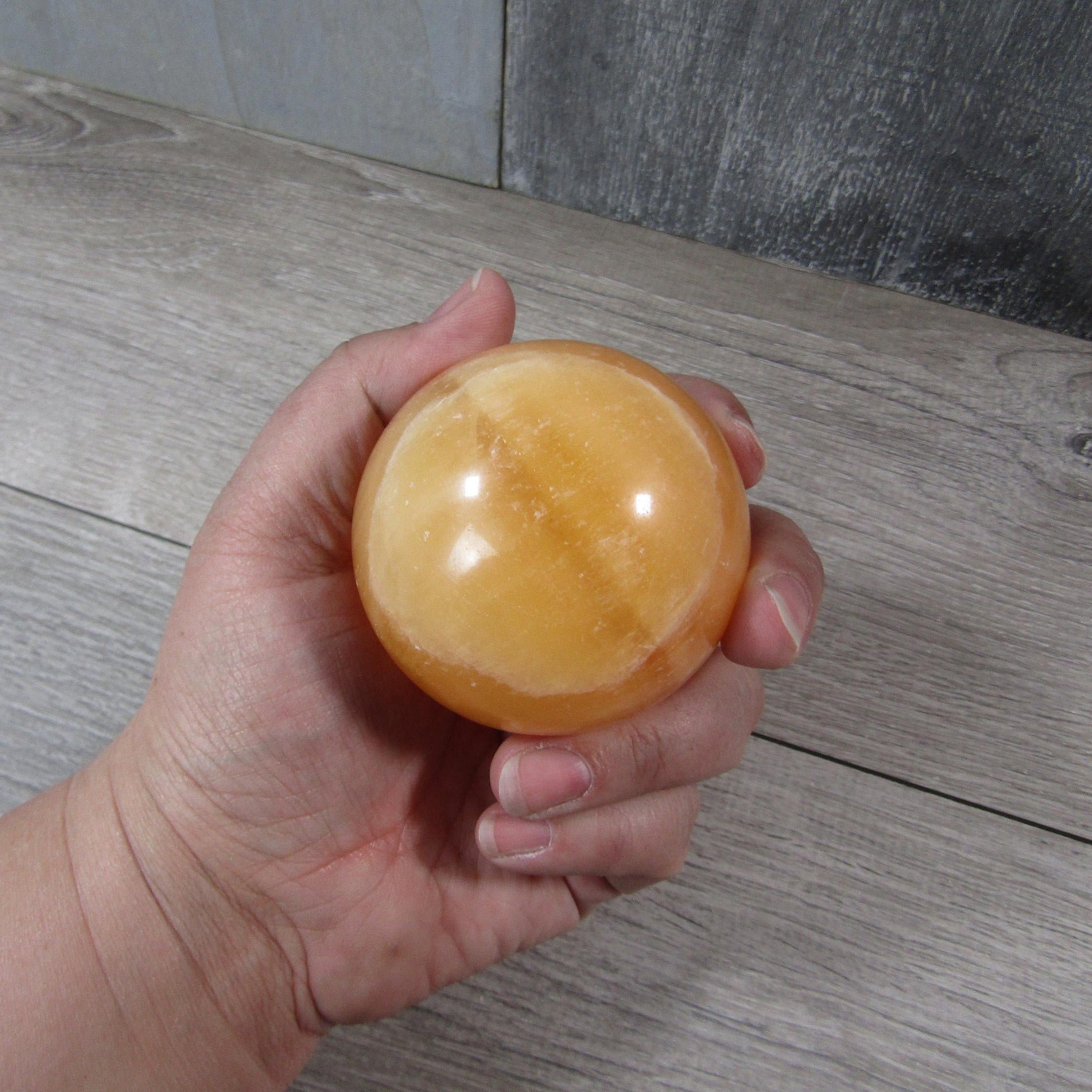 Orange Calcite Sphere Large Display Size