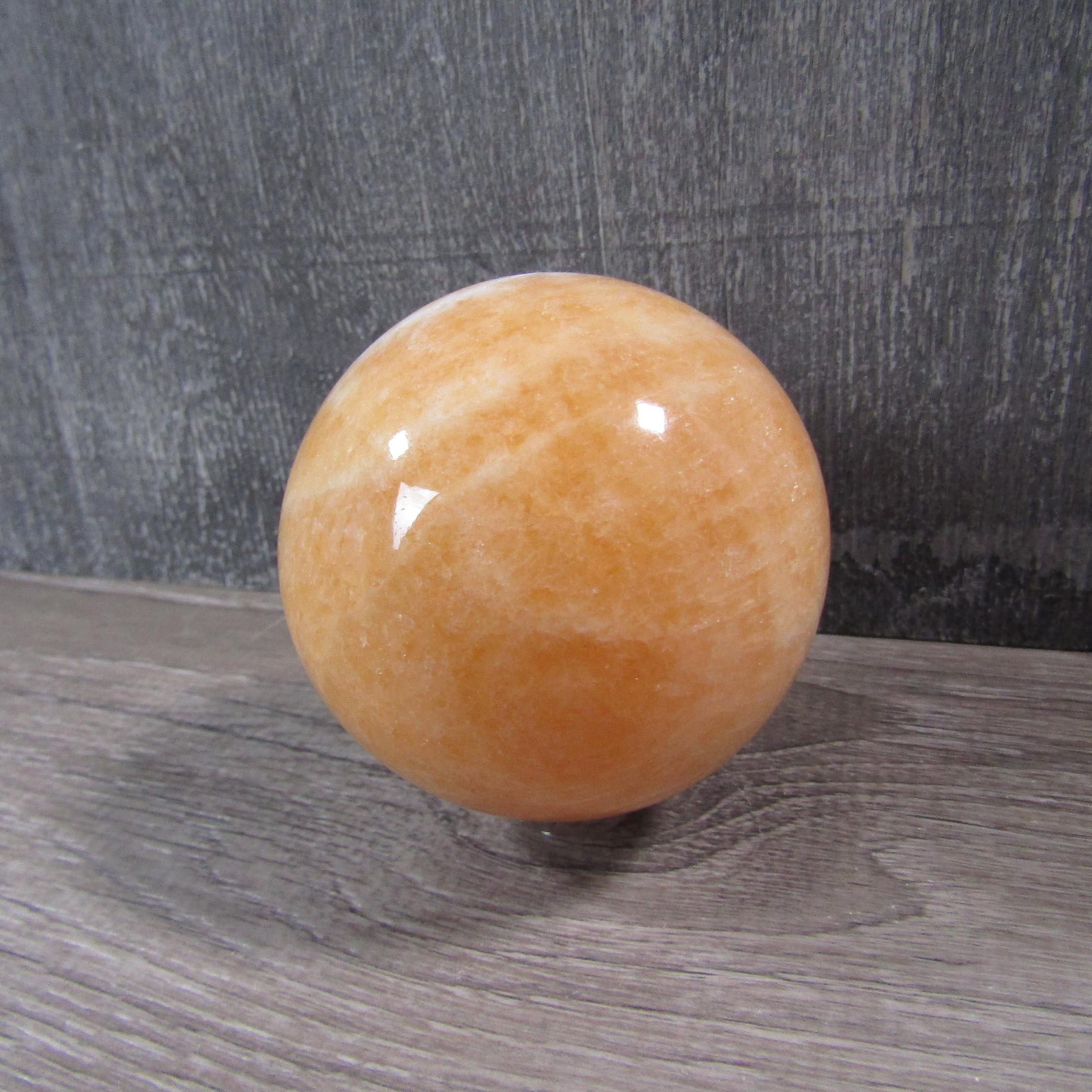 Orange Calcite Sphere Large Display Size