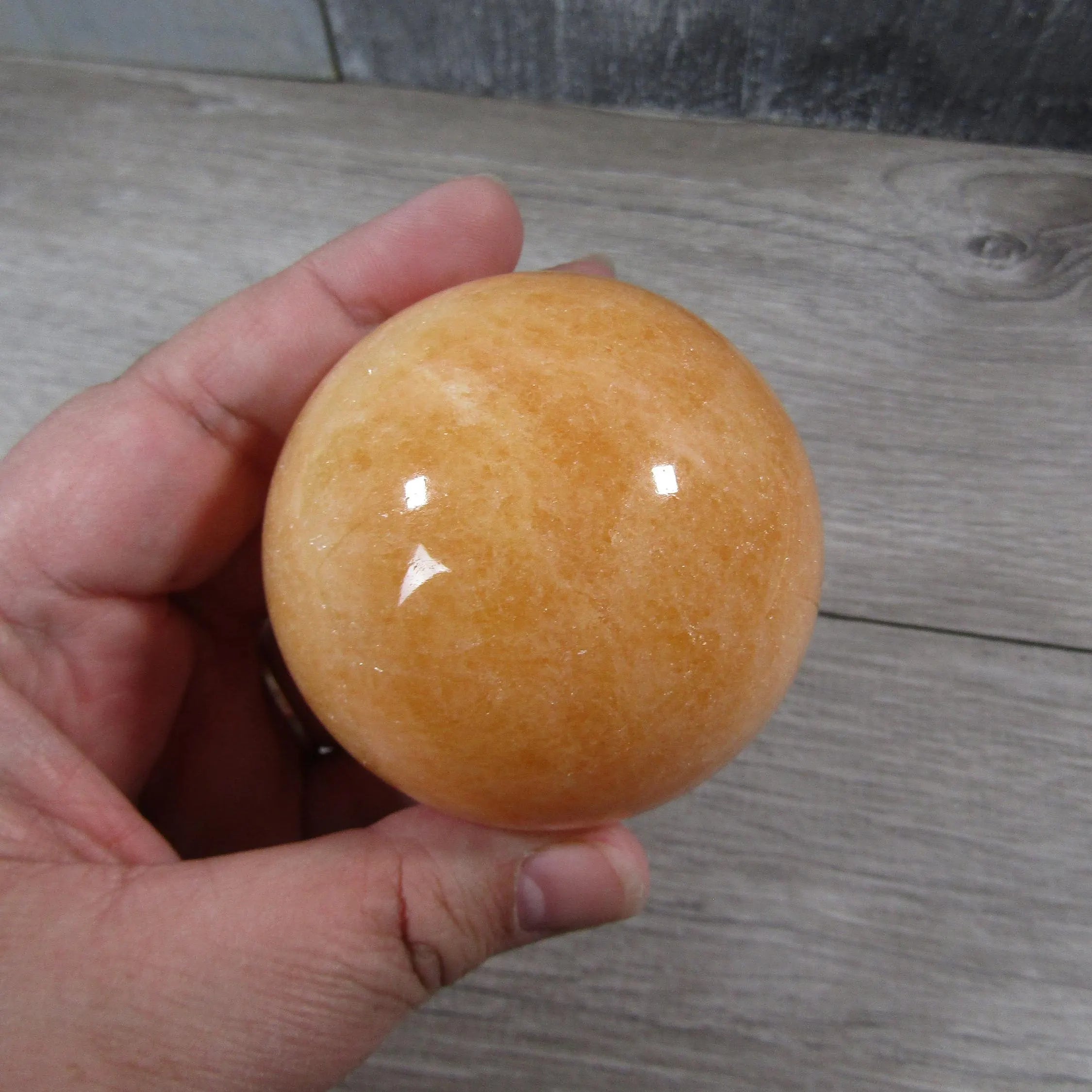 Orange Calcite Sphere Large Display Size