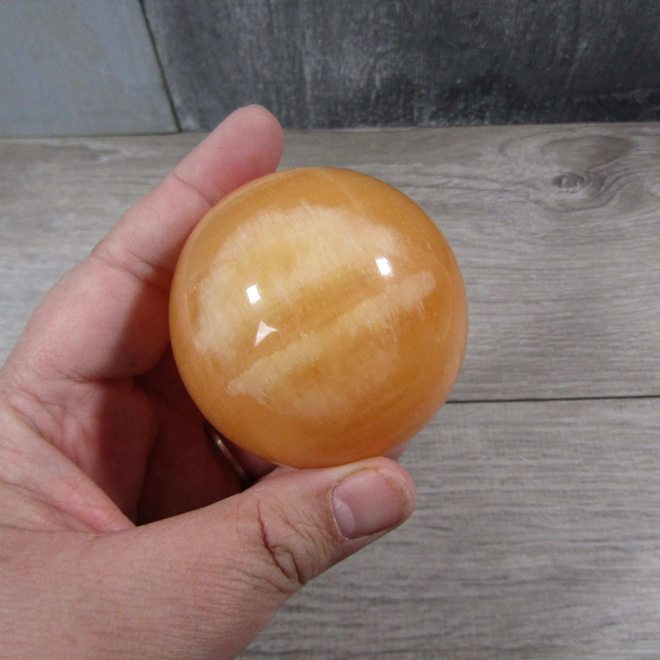 Orange Calcite Sphere Large Display Size