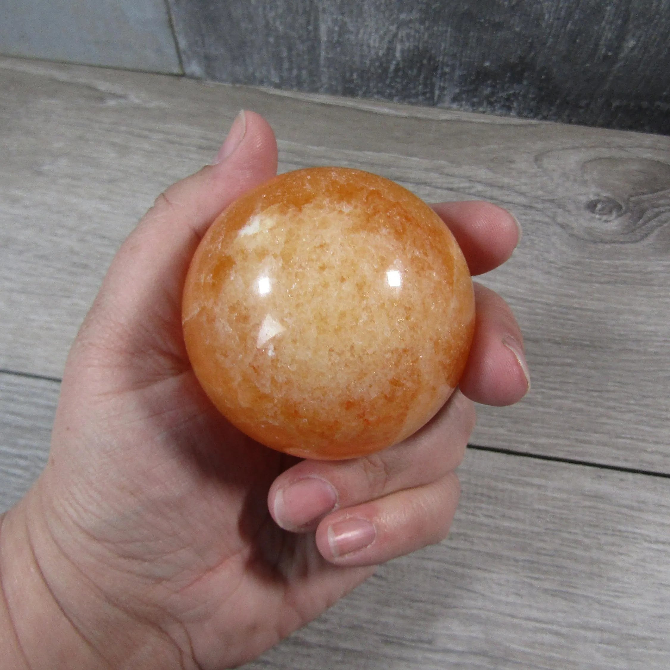 Orange Calcite Sphere Large Display Size