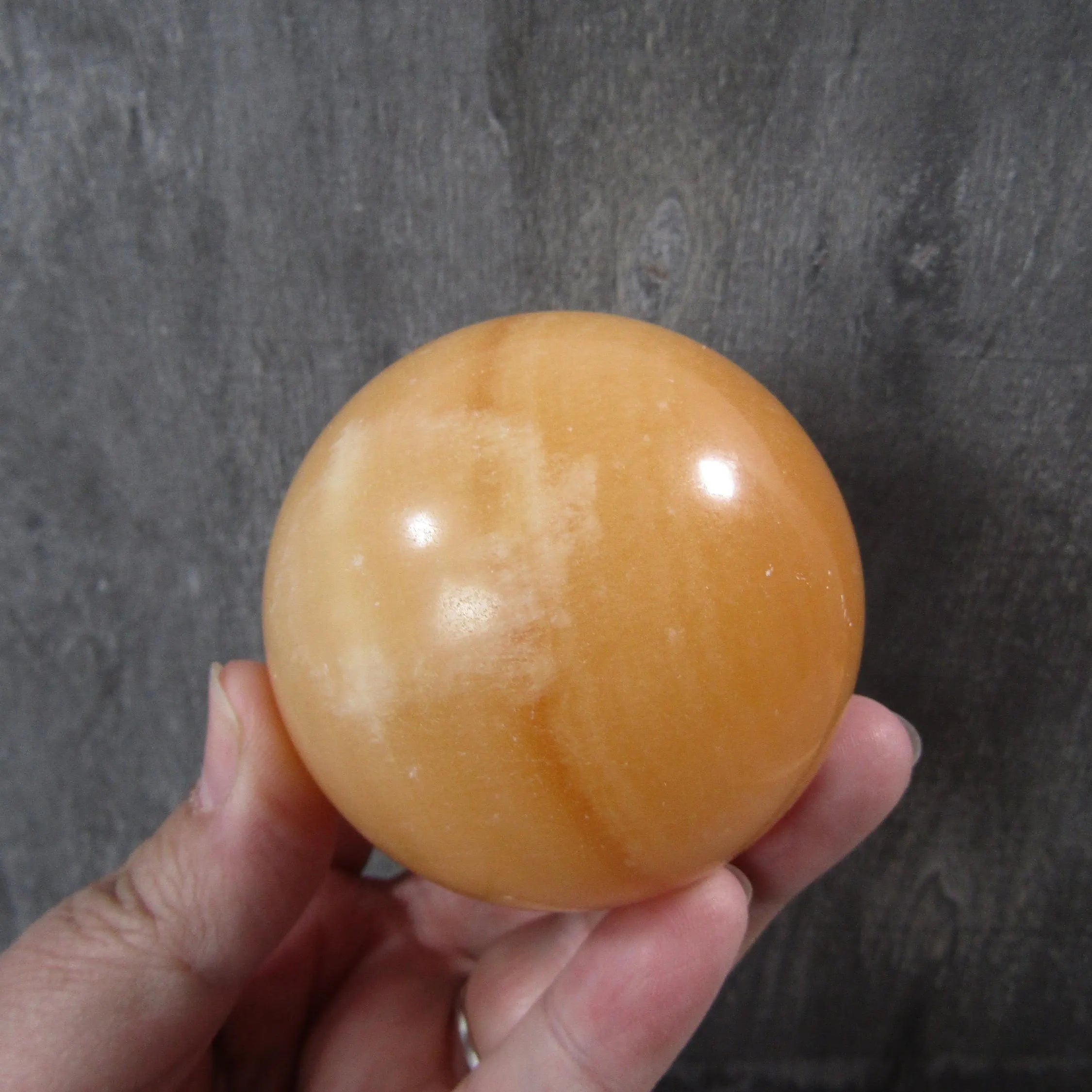 Orange Calcite Sphere Large Display Size