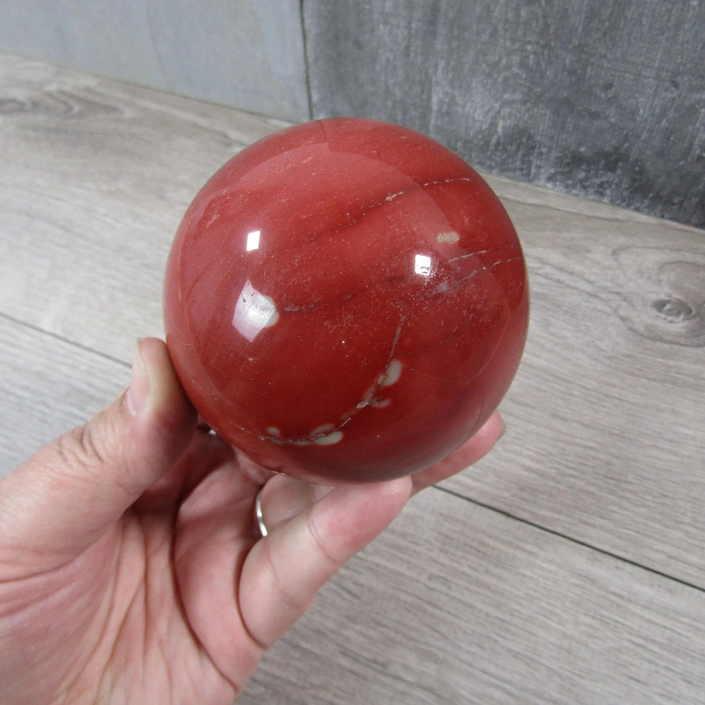 Red mookaite jasper sphere