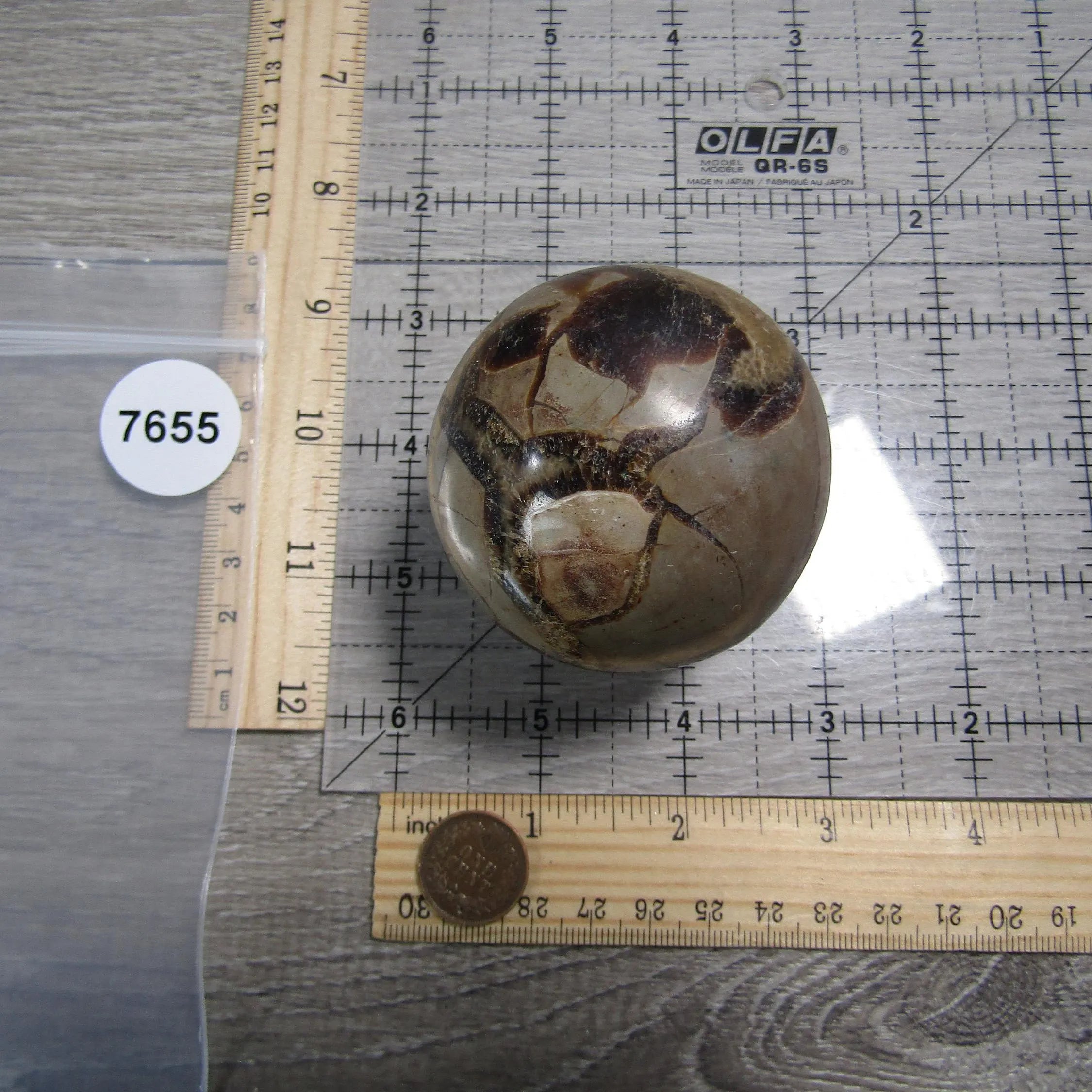 Septarian Nodule, Calcite Barite Sphere Large Display Size