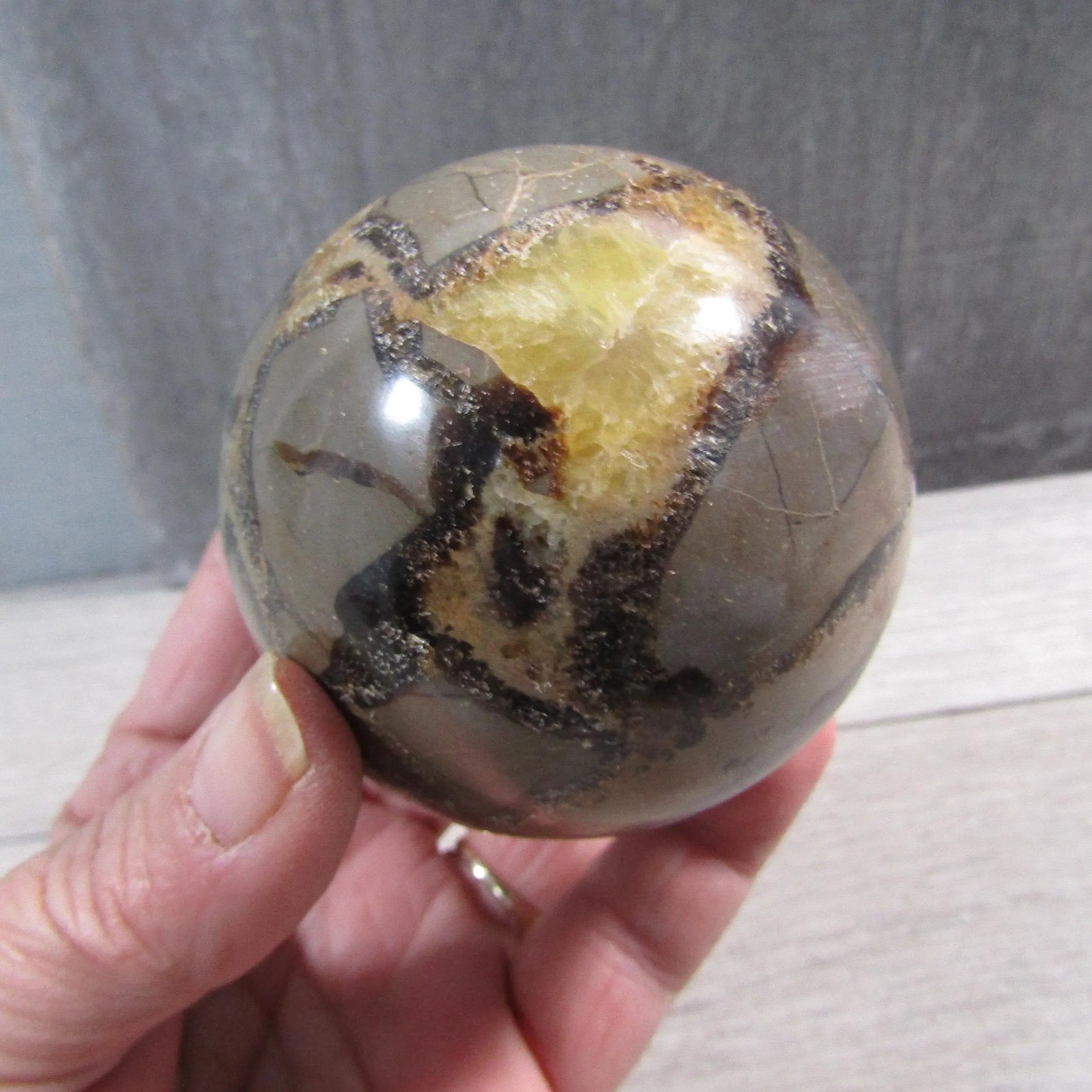 Septarian Nodule, Calcite Barite Sphere Large Display Size