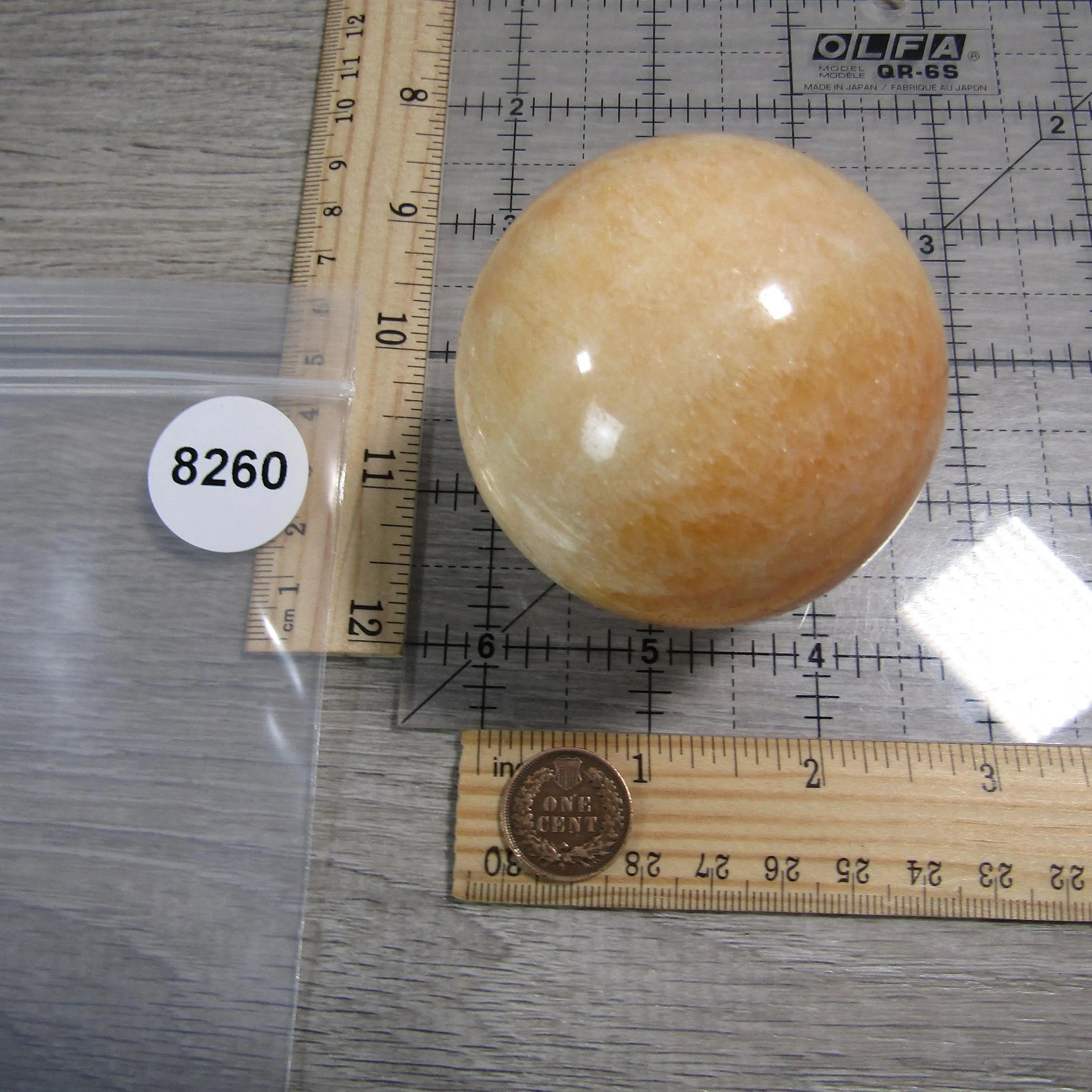 Orange Calcite Sphere Large Display Size