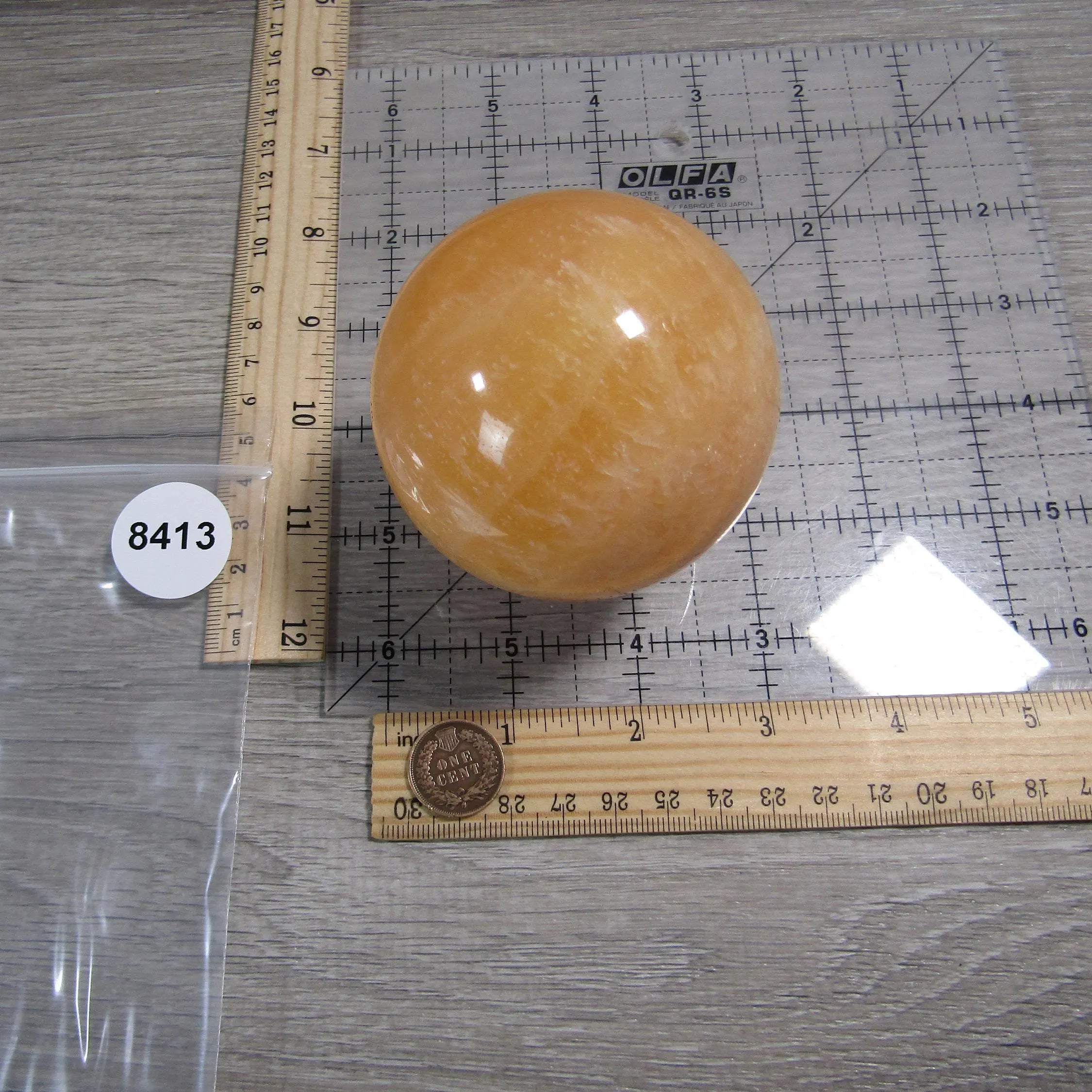 Orange Calcite Sphere Large Display Size