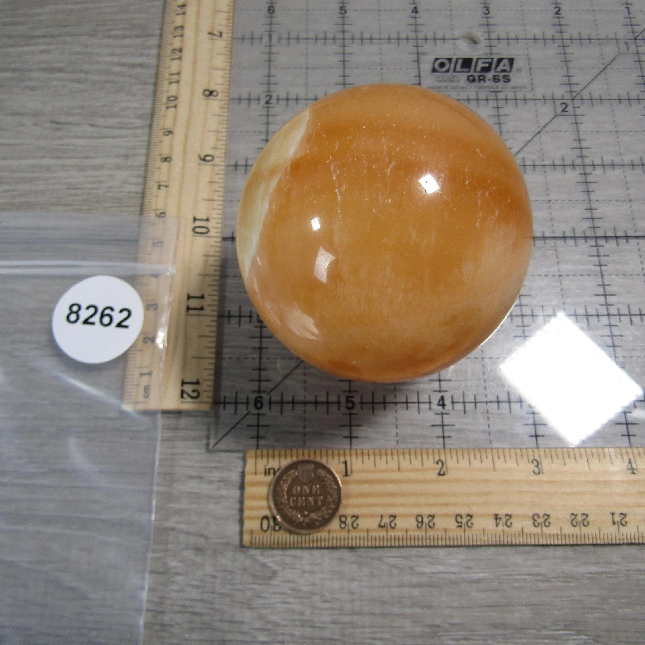 Orange Calcite Sphere Large Display Size