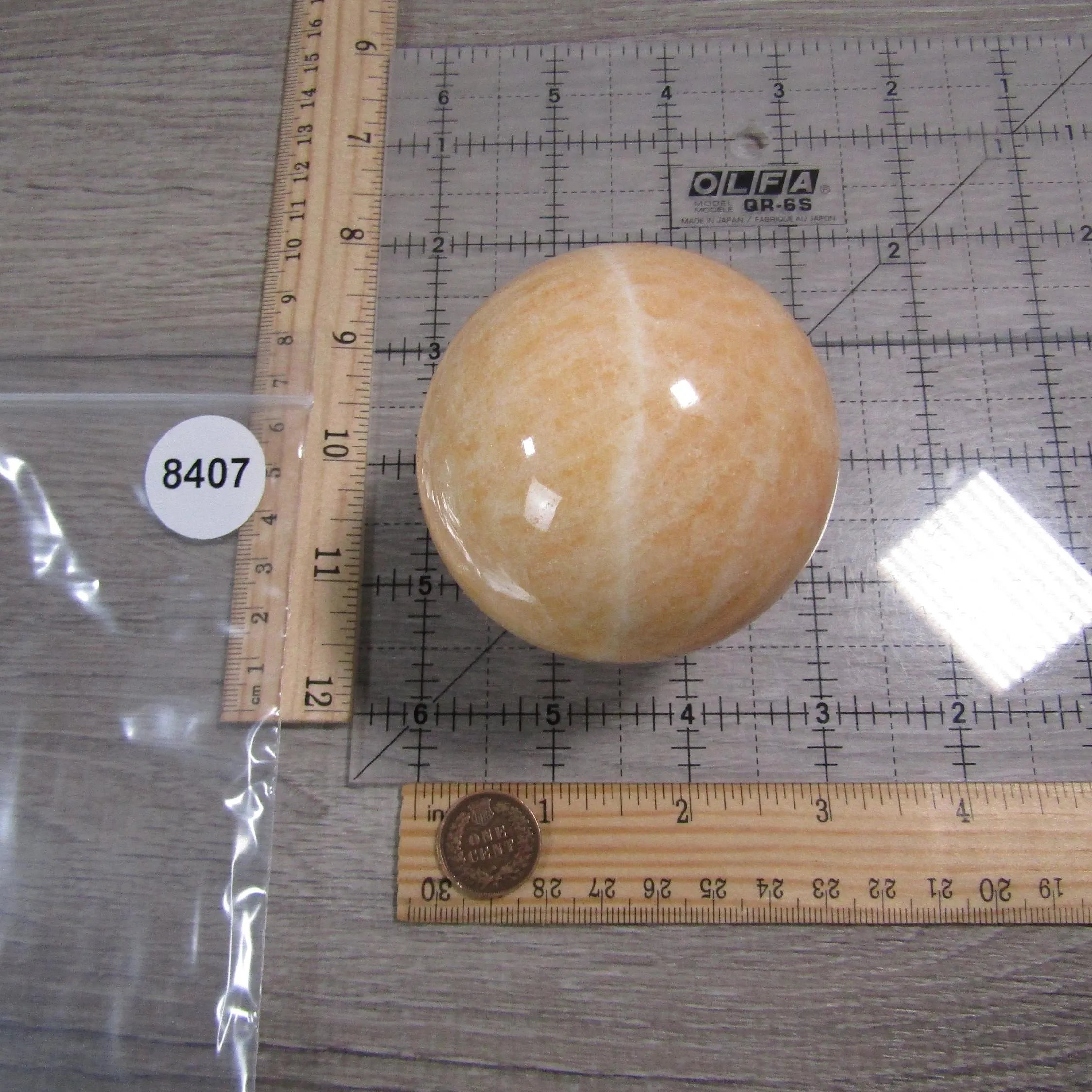 Orange Calcite Sphere Large Display Size