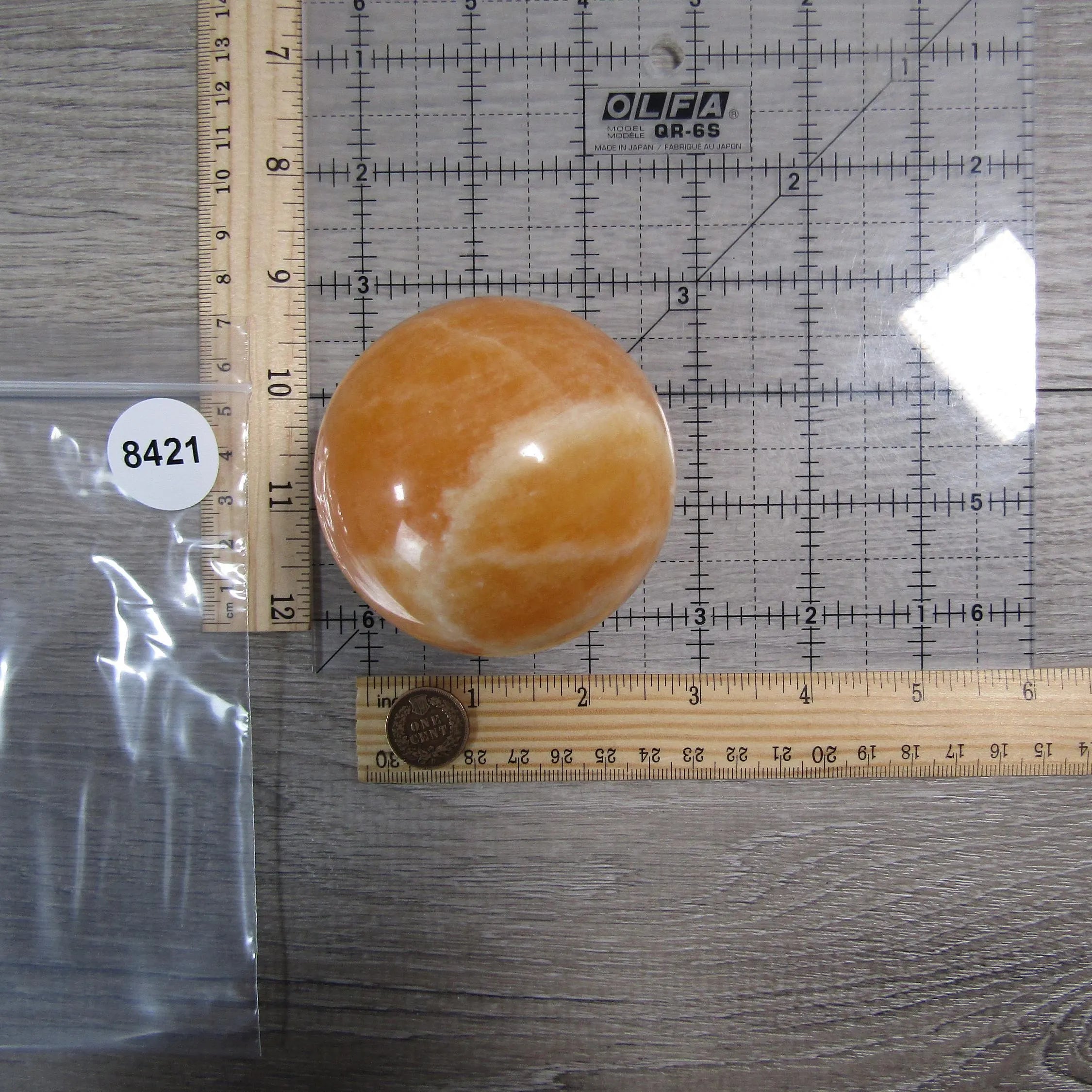 Orange Calcite Sphere Large Display Size