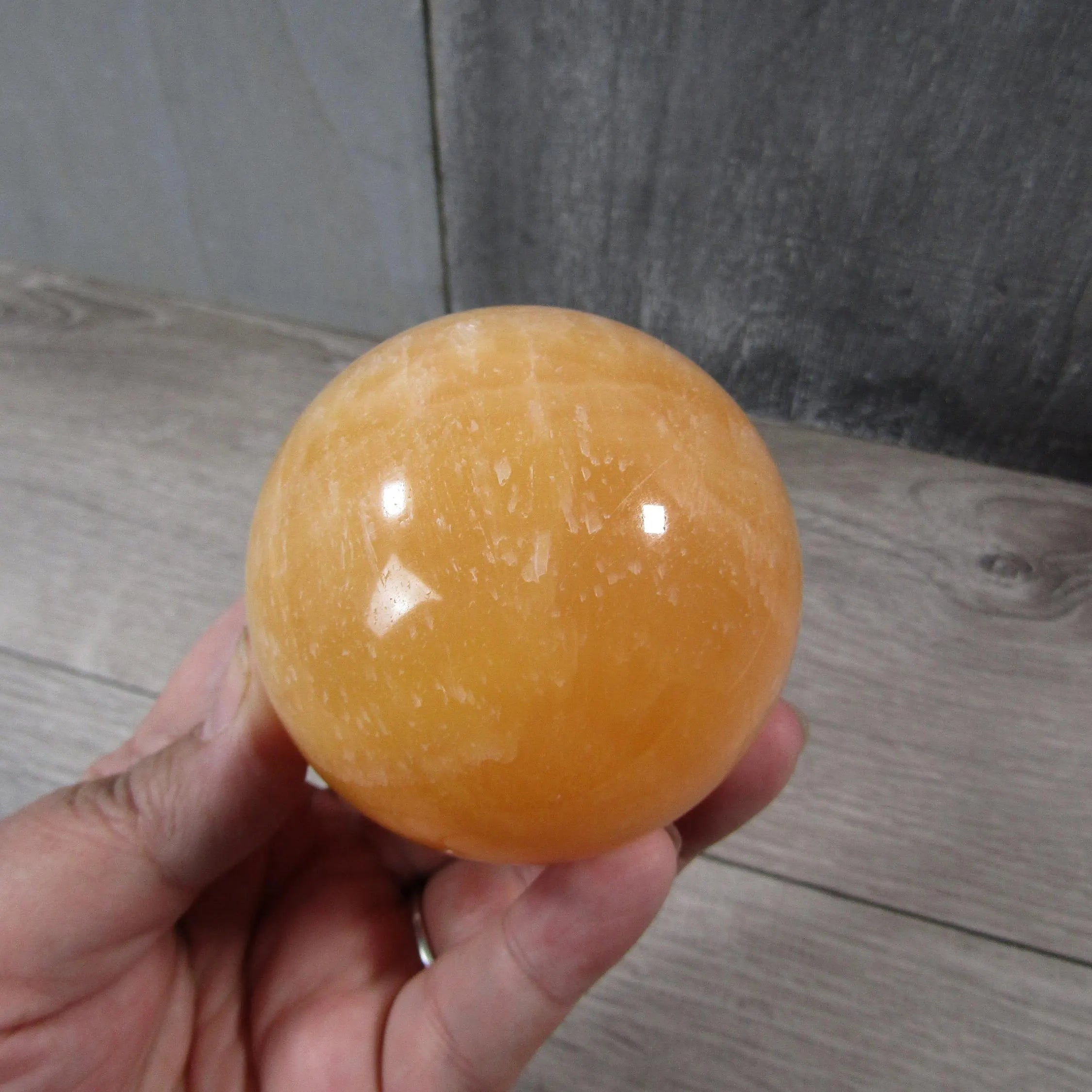 Orange Calcite Sphere Large Display Size