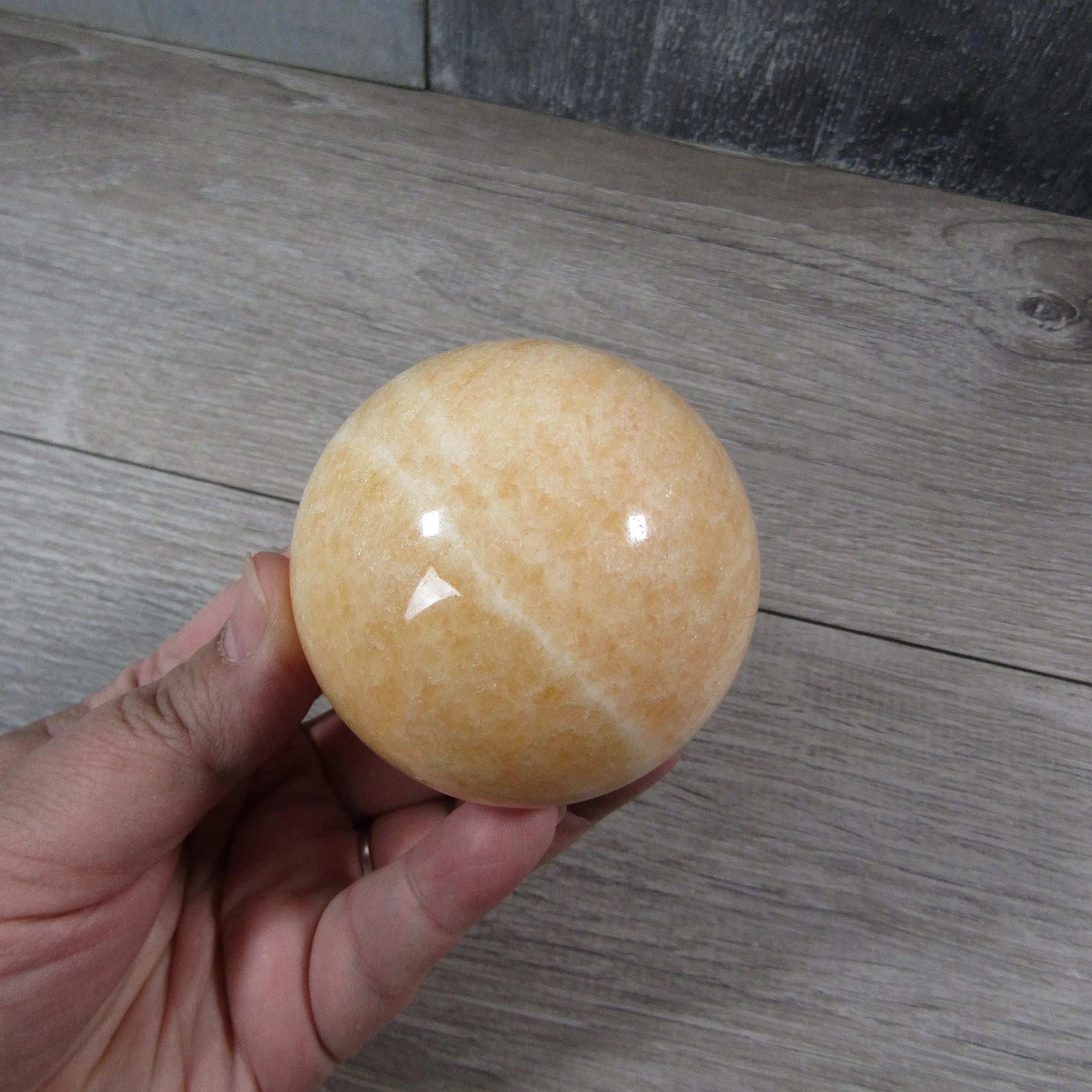 Orange Calcite Sphere Large Display Size