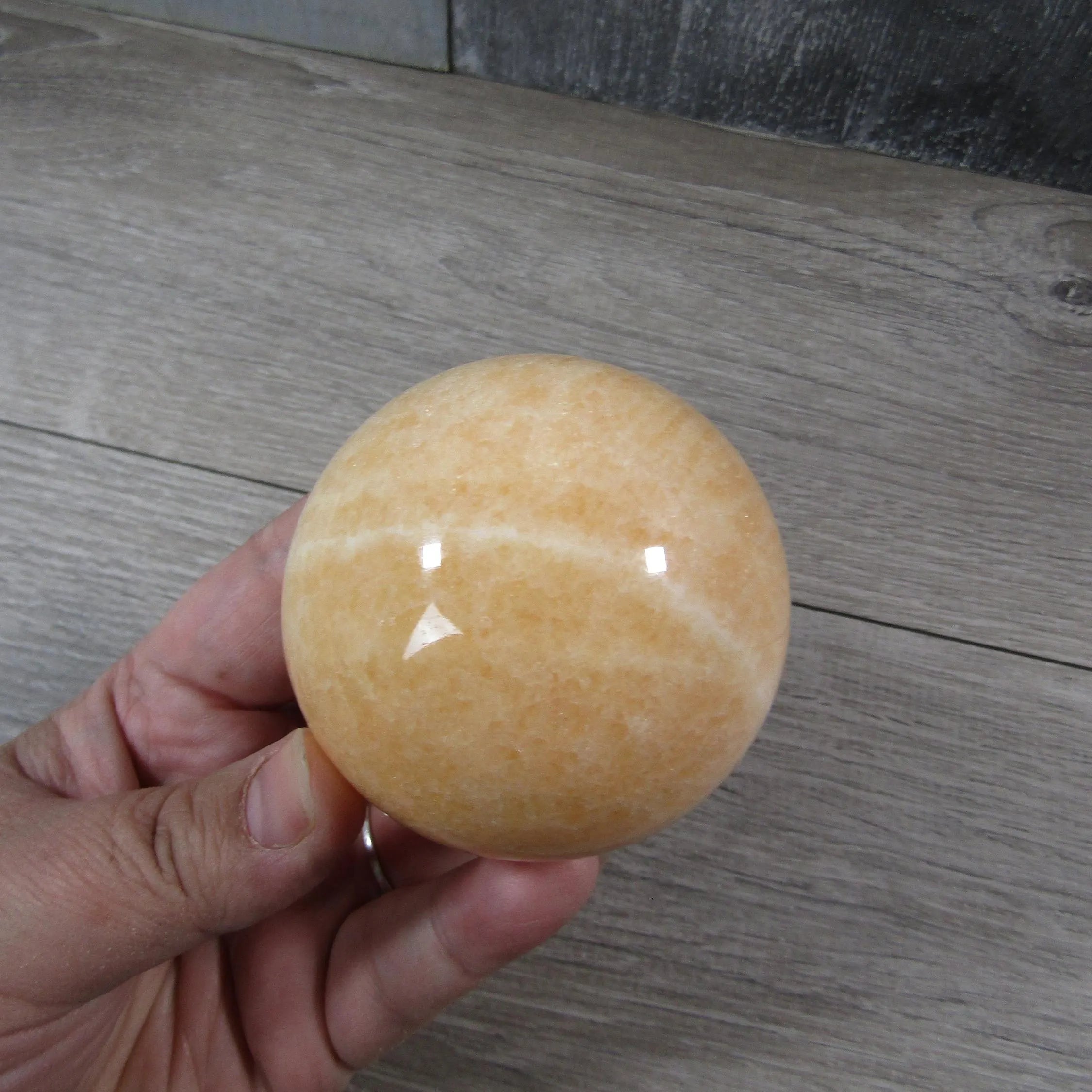 Orange Calcite Sphere Large Display Size