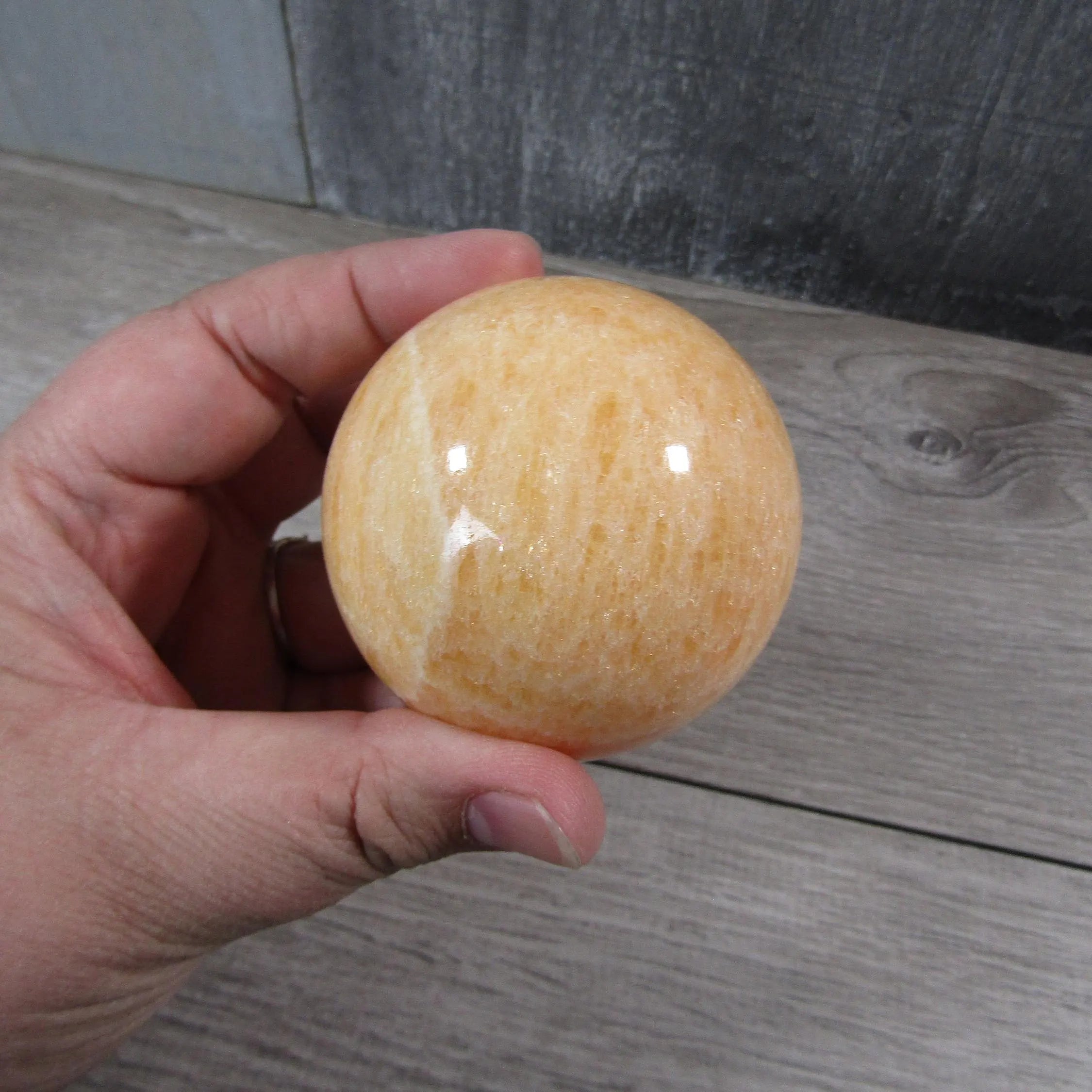 Orange Calcite Sphere Large Display Size