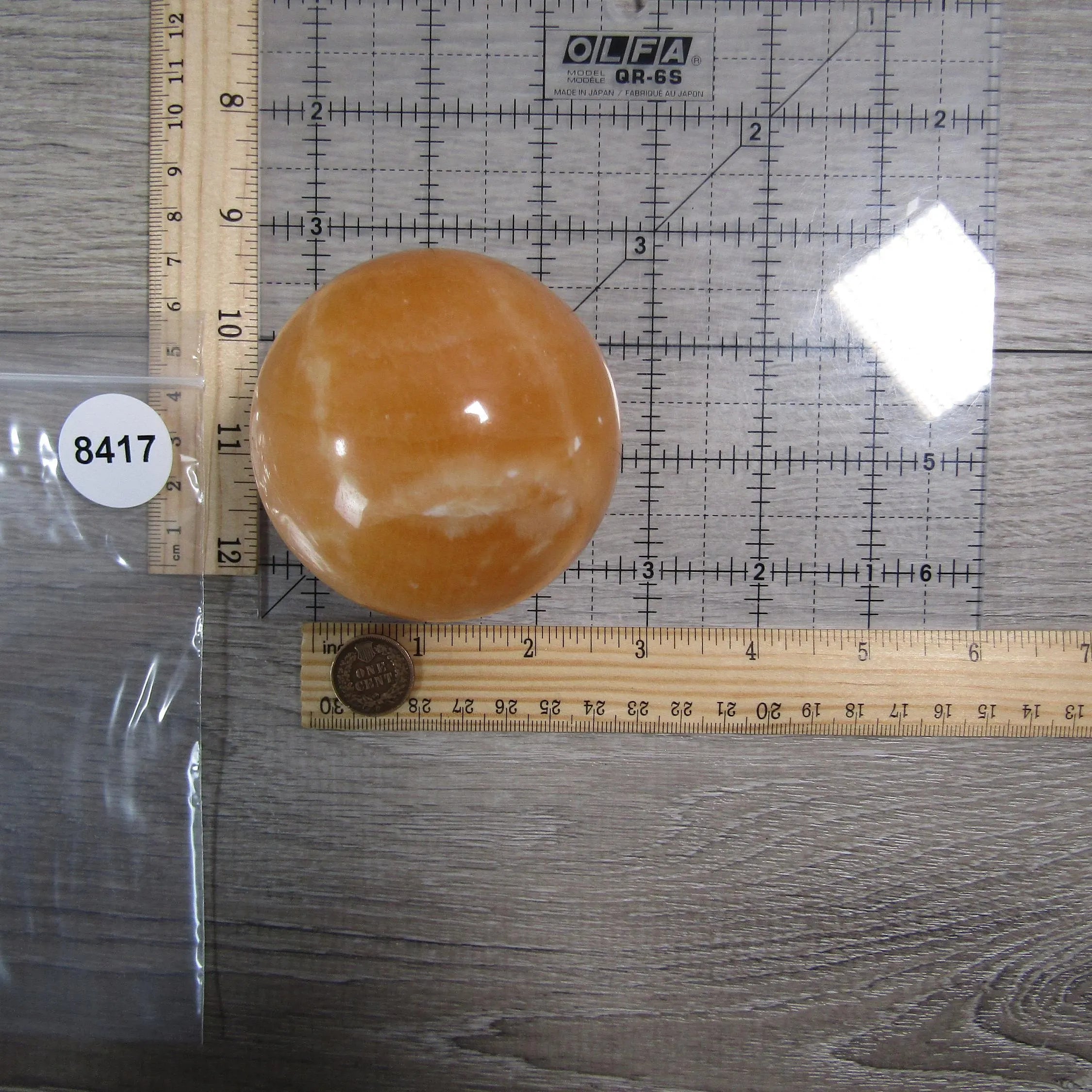 Orange Calcite Sphere Large Display Size