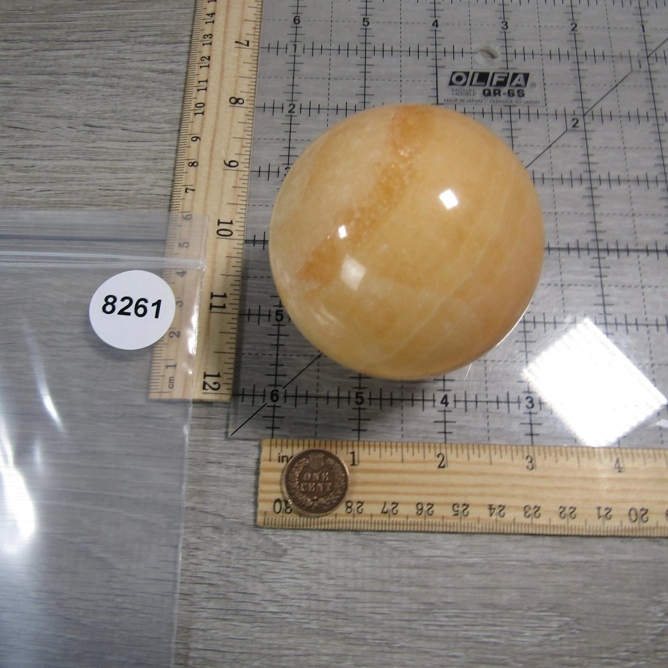 Orange Calcite Sphere Large Display Size