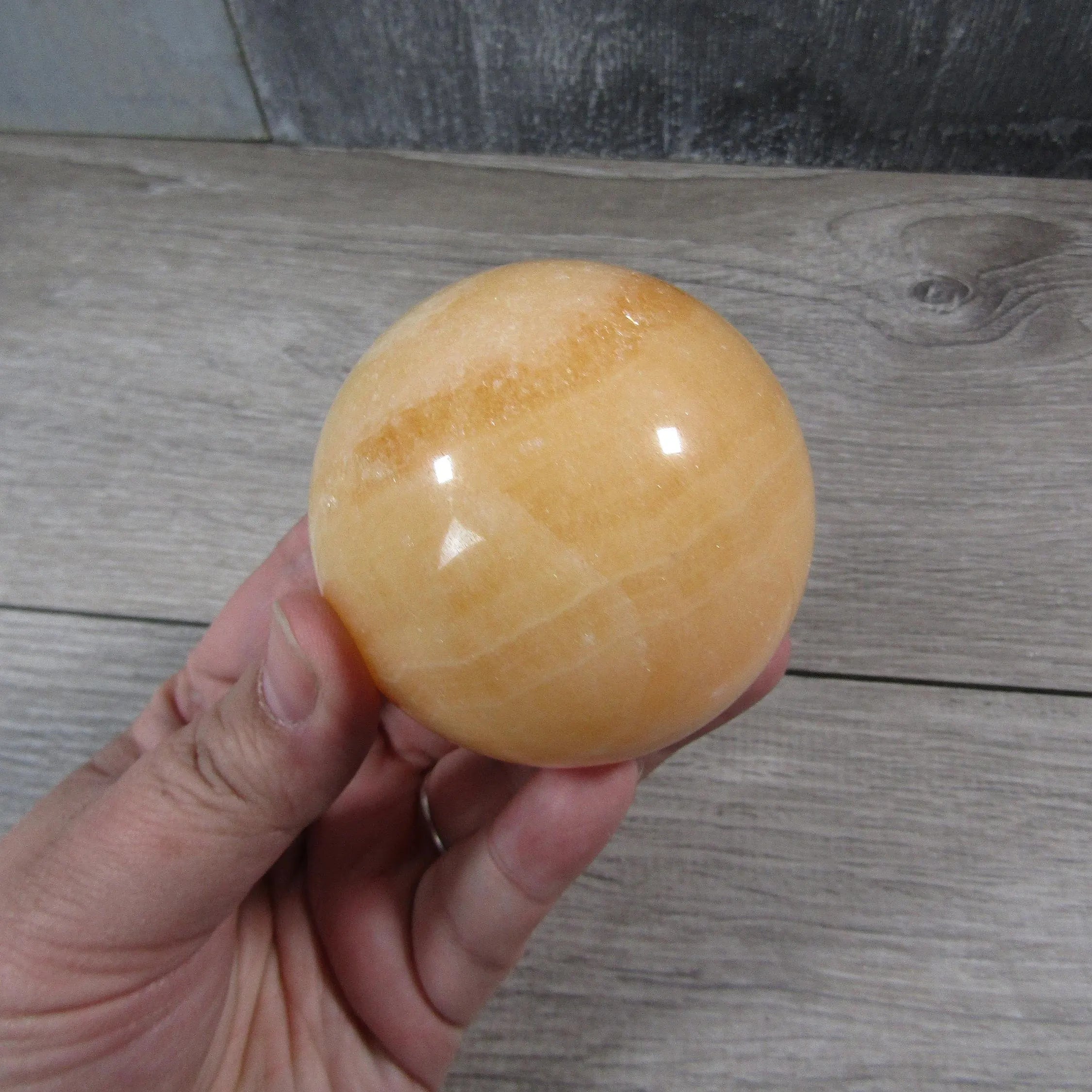 Orange Calcite Sphere Large Display Size