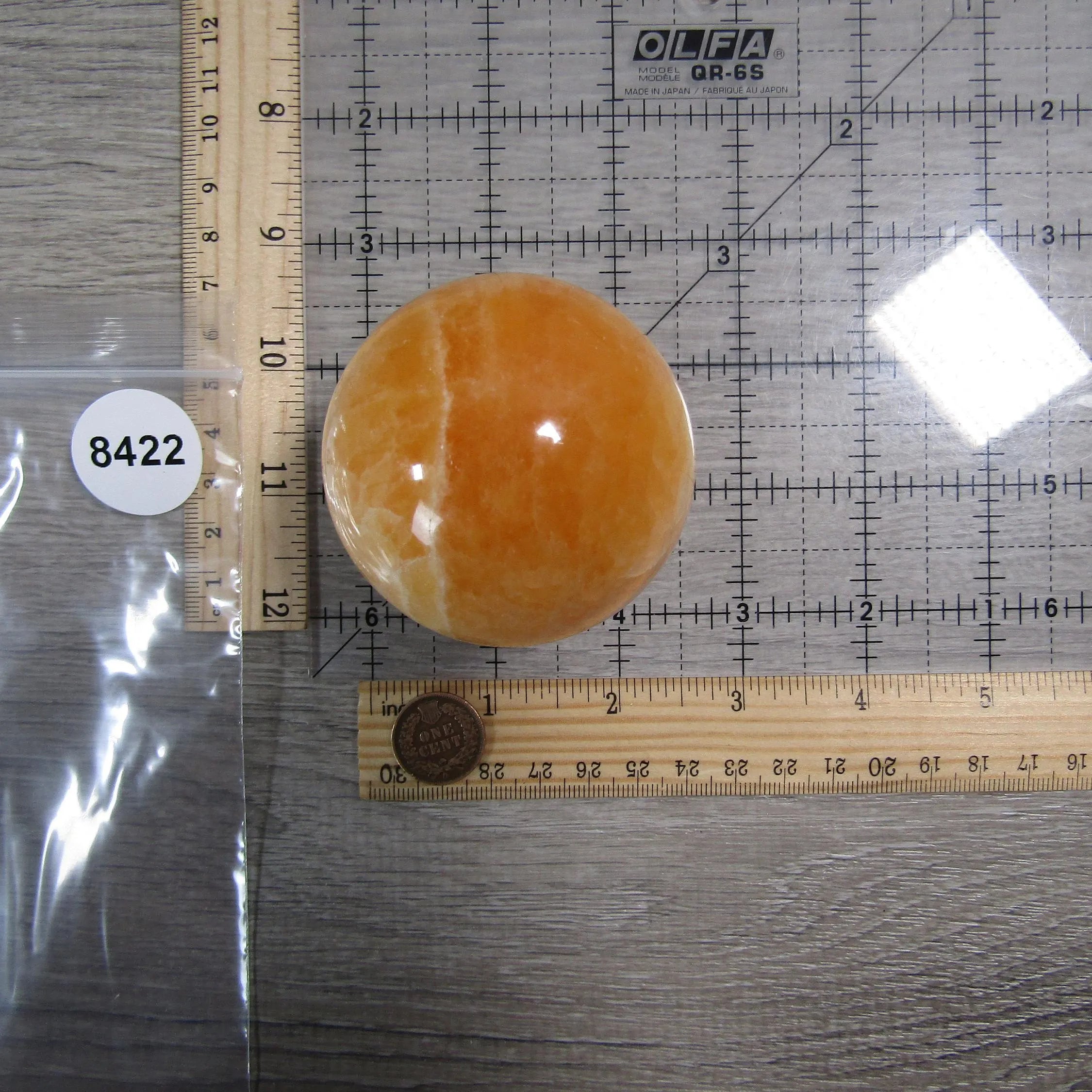 Orange Calcite Sphere Large Display Size