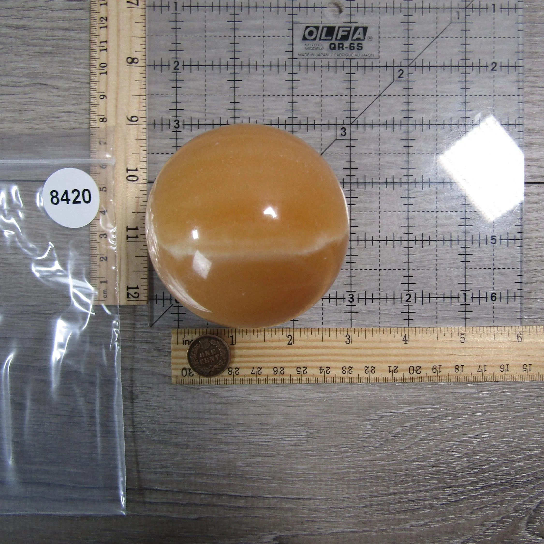 Orange Calcite Sphere Large Display Size