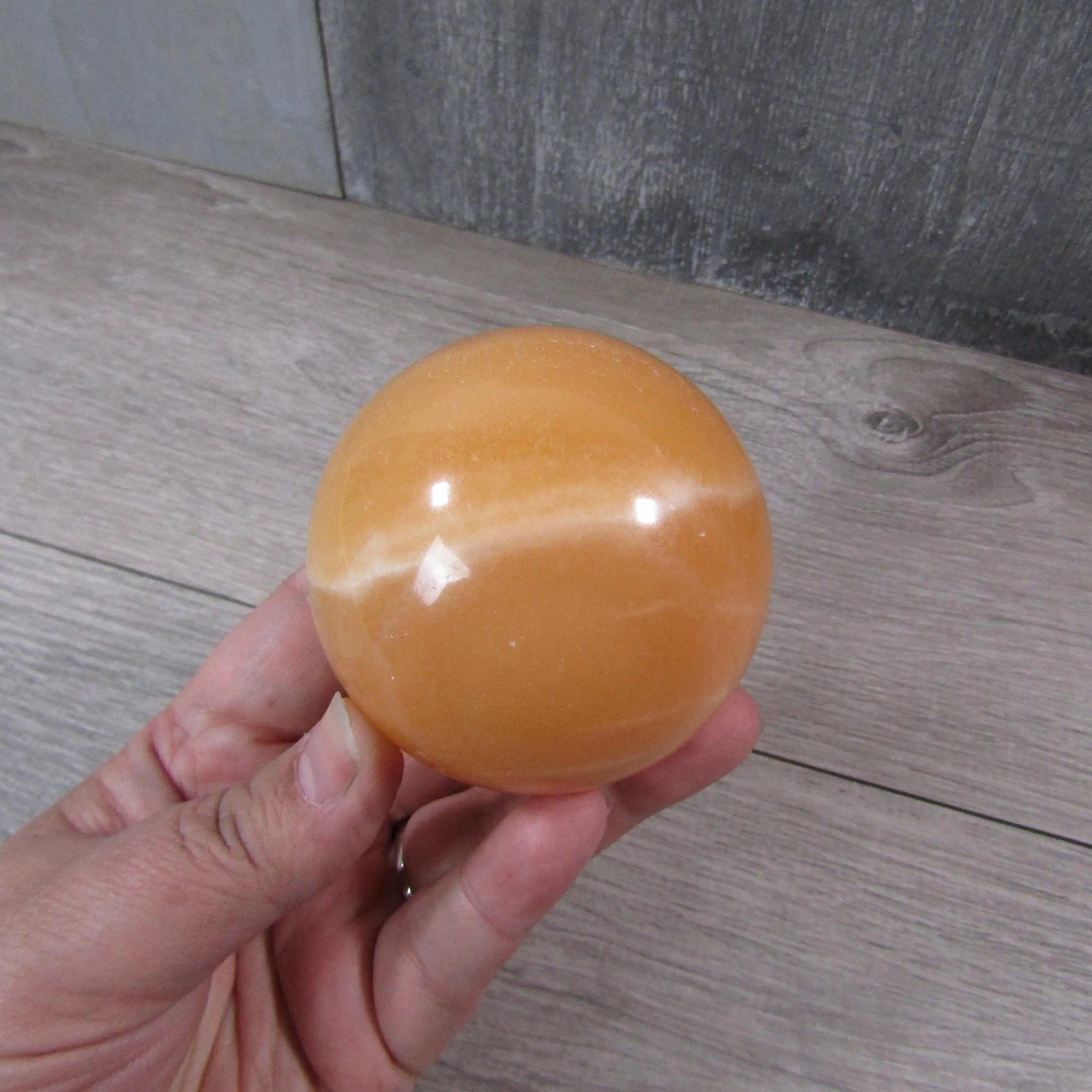 Orange Calcite Sphere Large Display Size