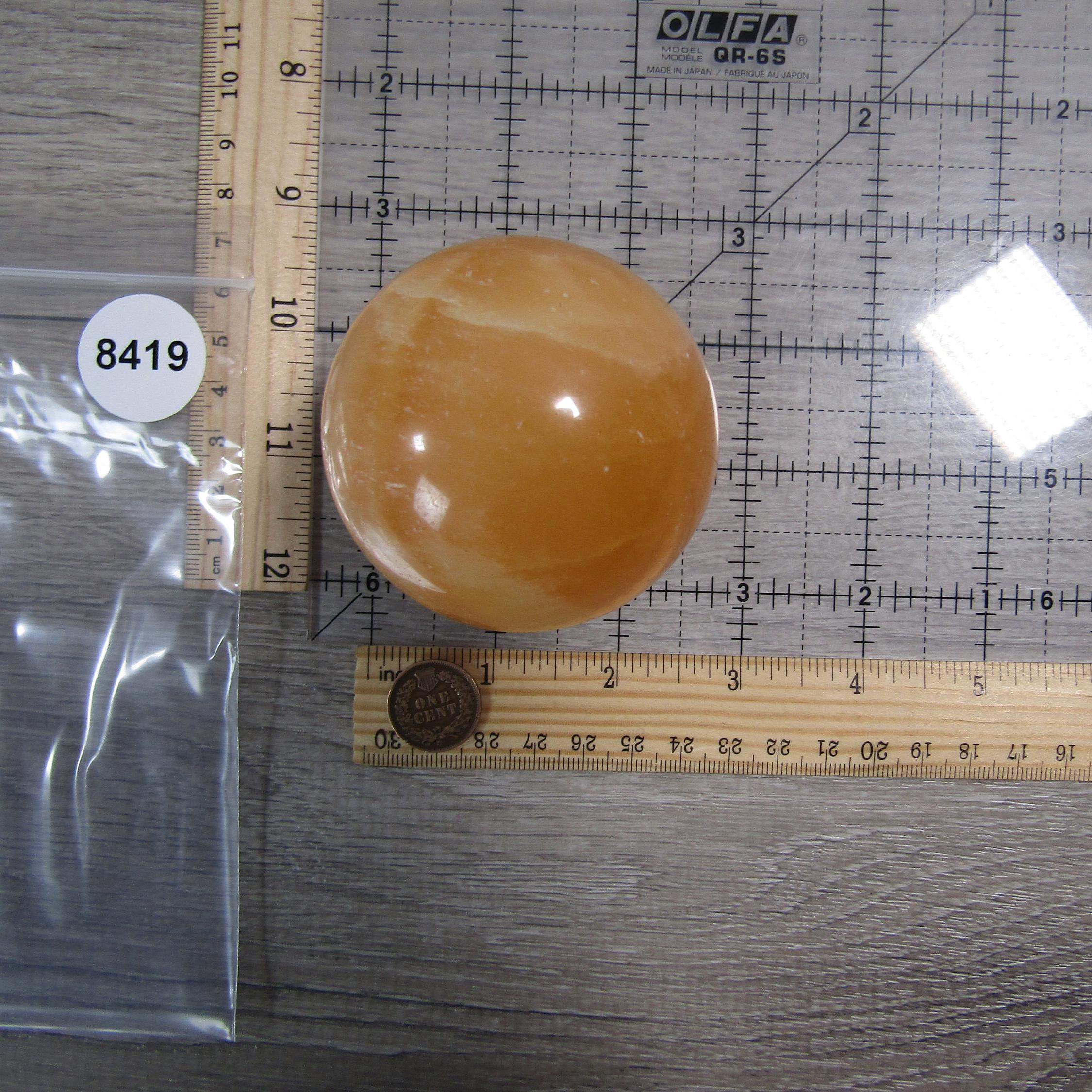 Orange Calcite Sphere Large Display Size