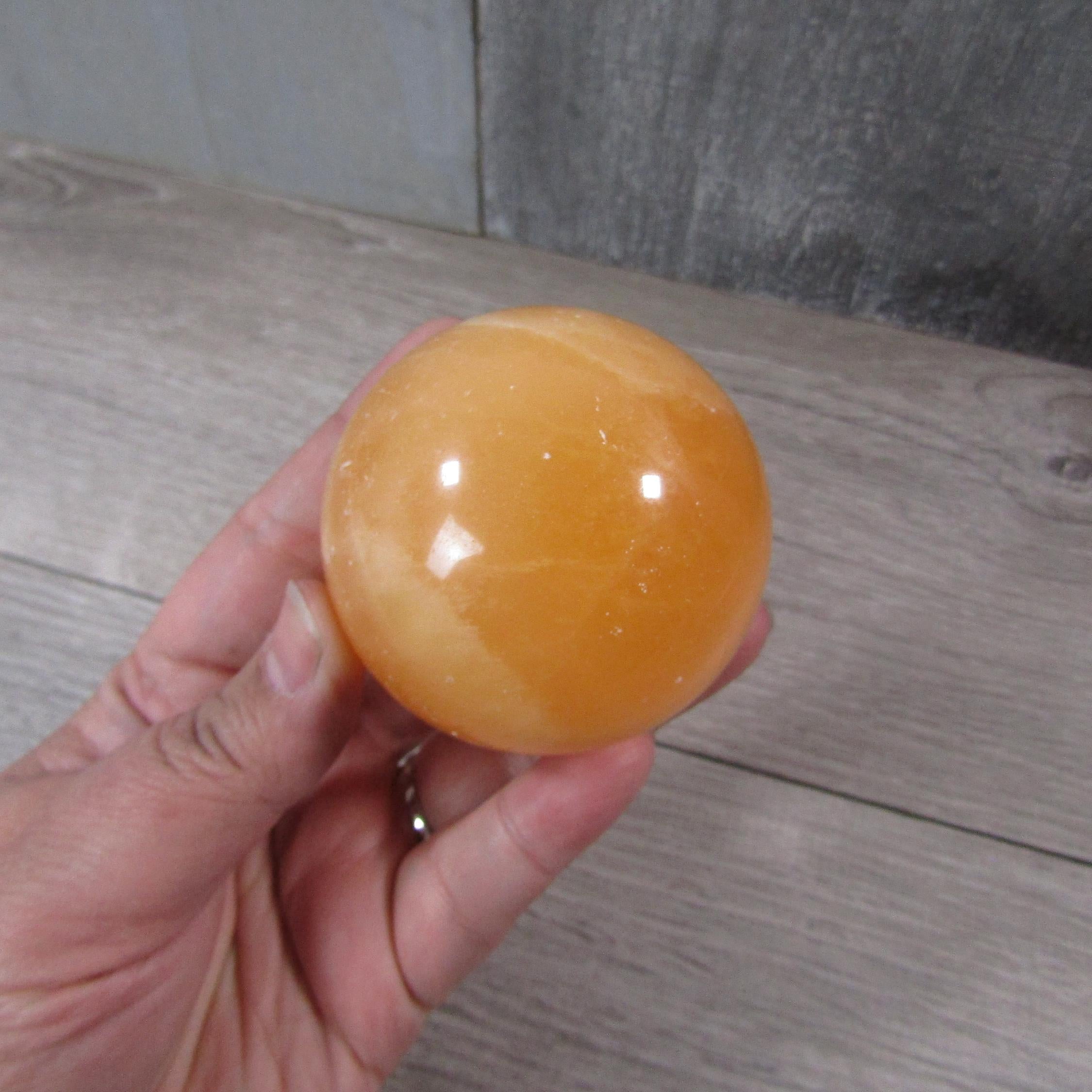 Orange Calcite Sphere Large Display Size