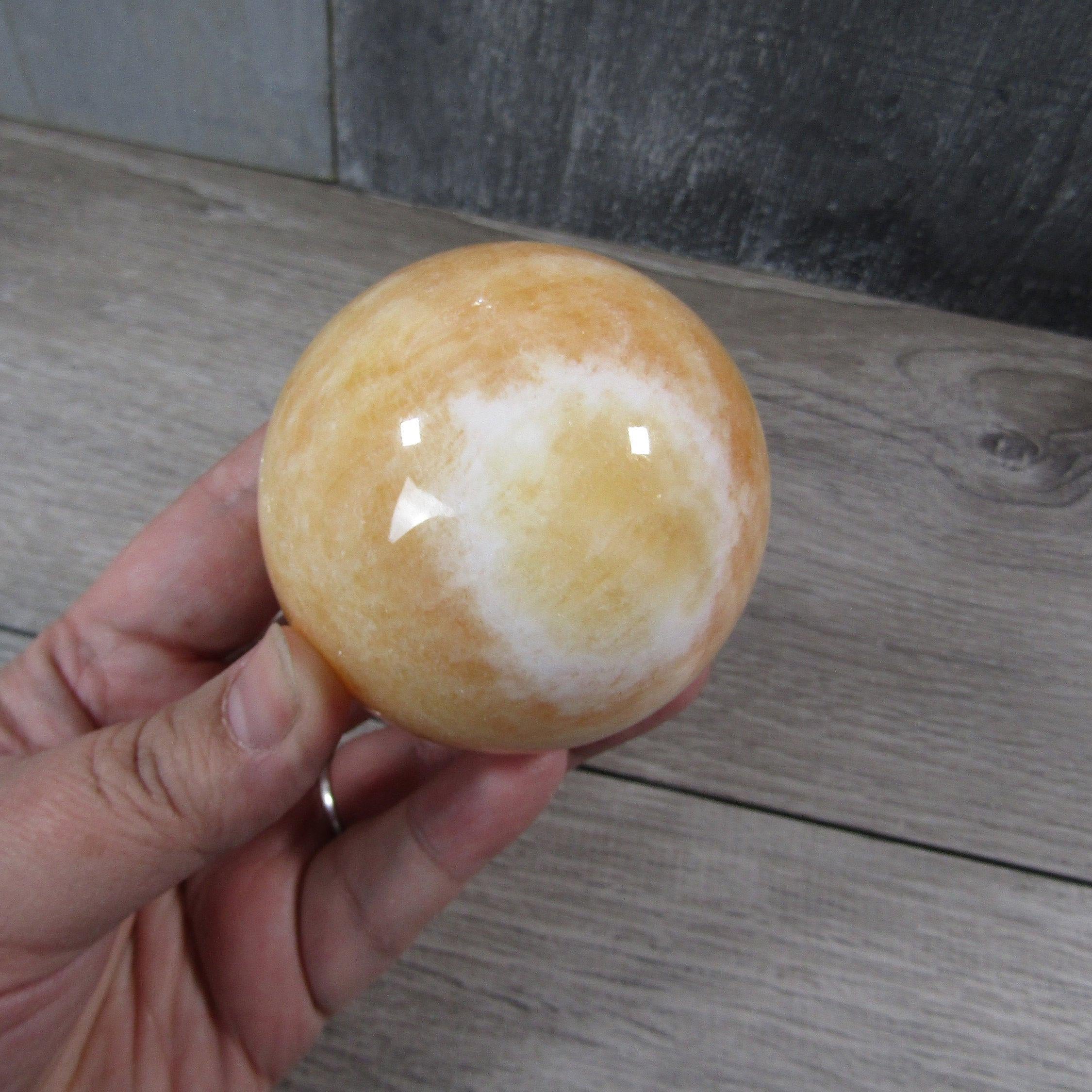 Orange Calcite Sphere Large Display Size