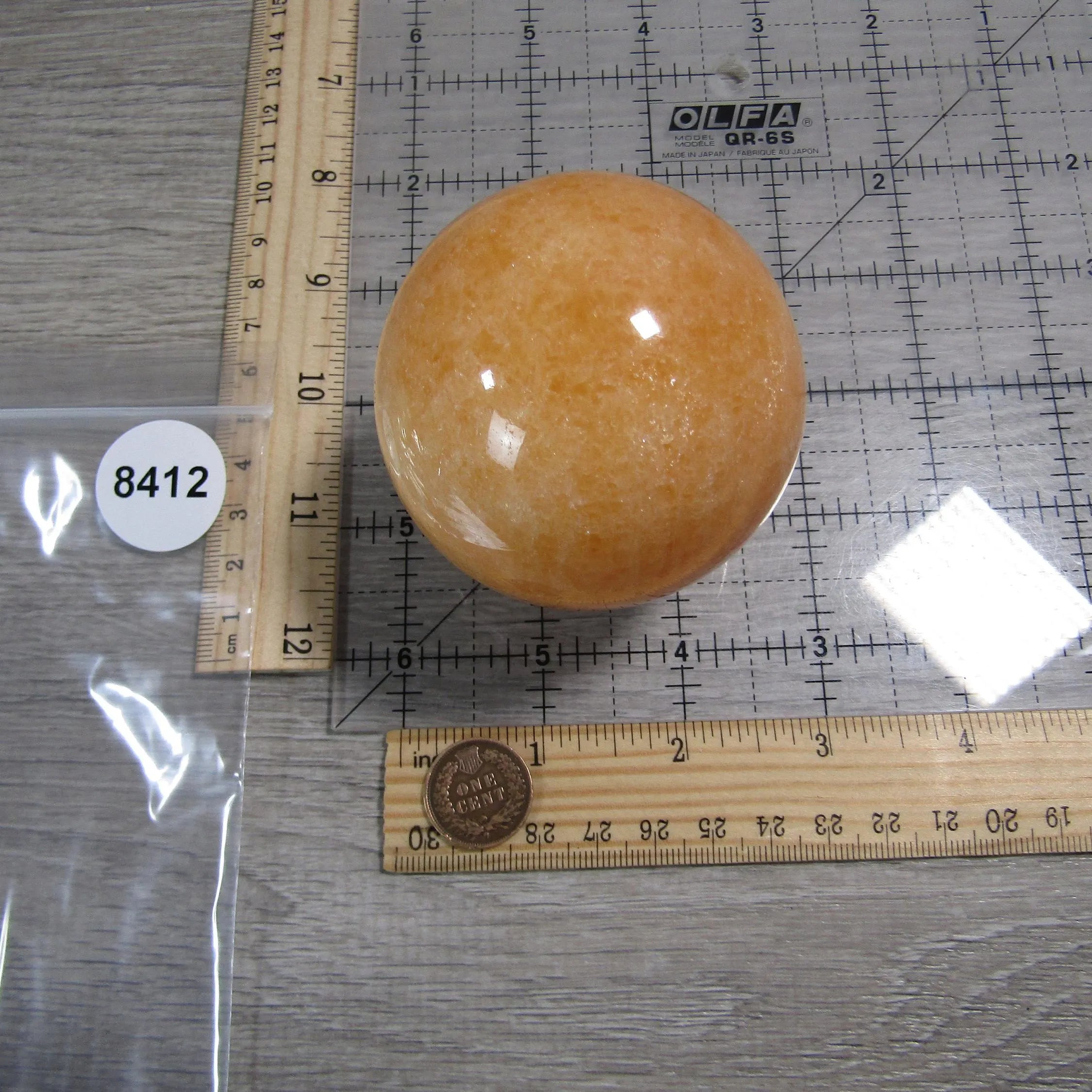 Orange Calcite Sphere Large Display Size