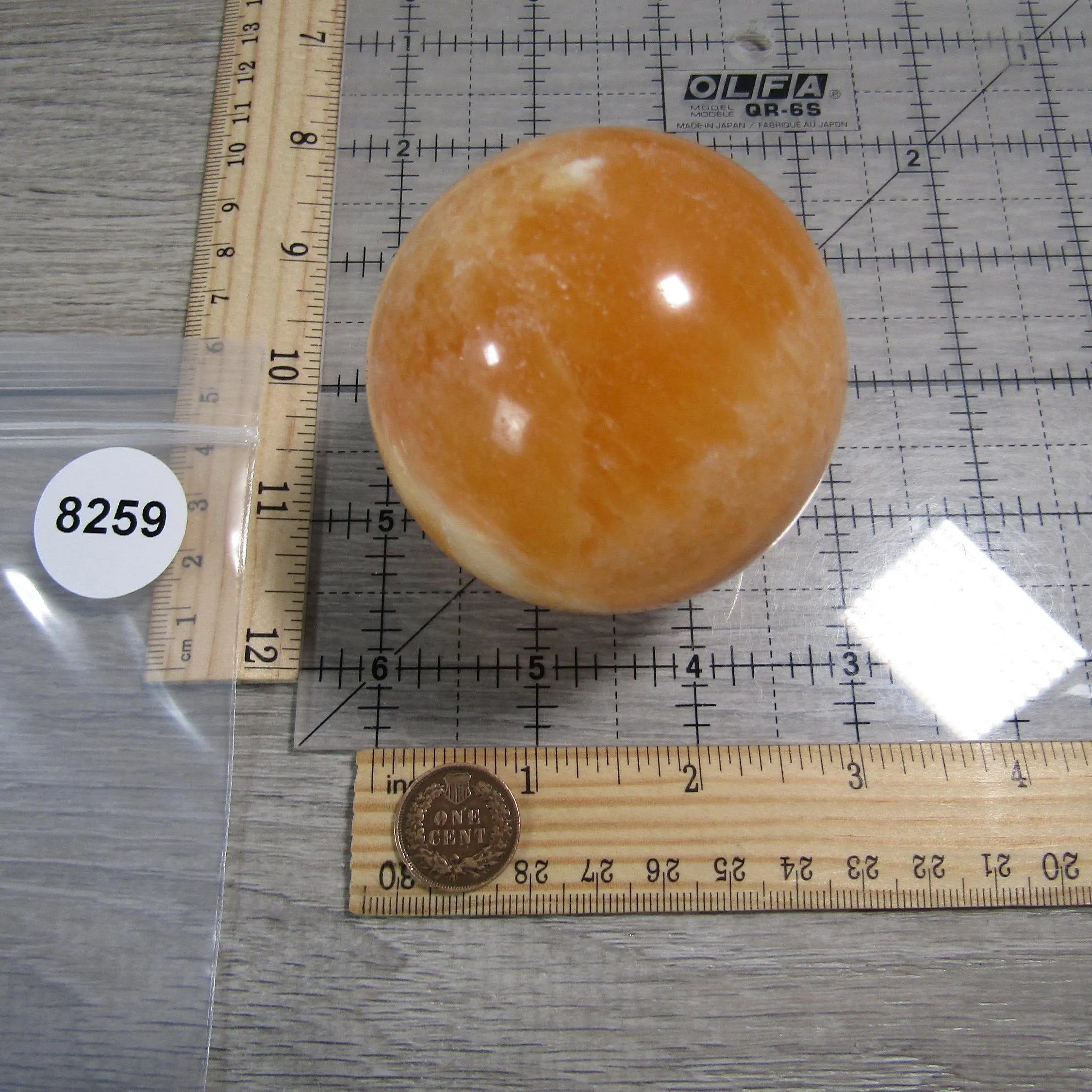 Orange Calcite Sphere Large Display Size