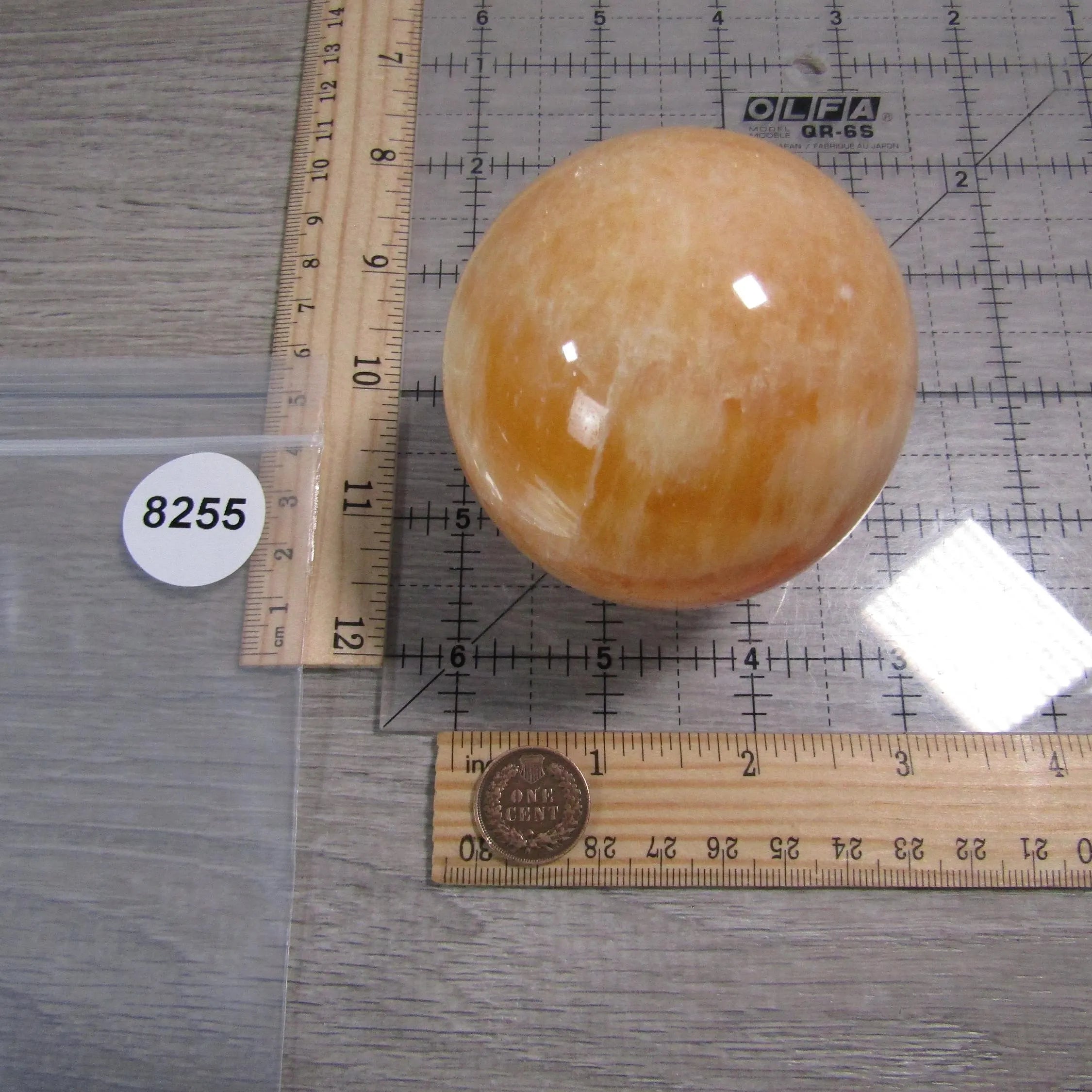 Orange Calcite Sphere Large Display Size