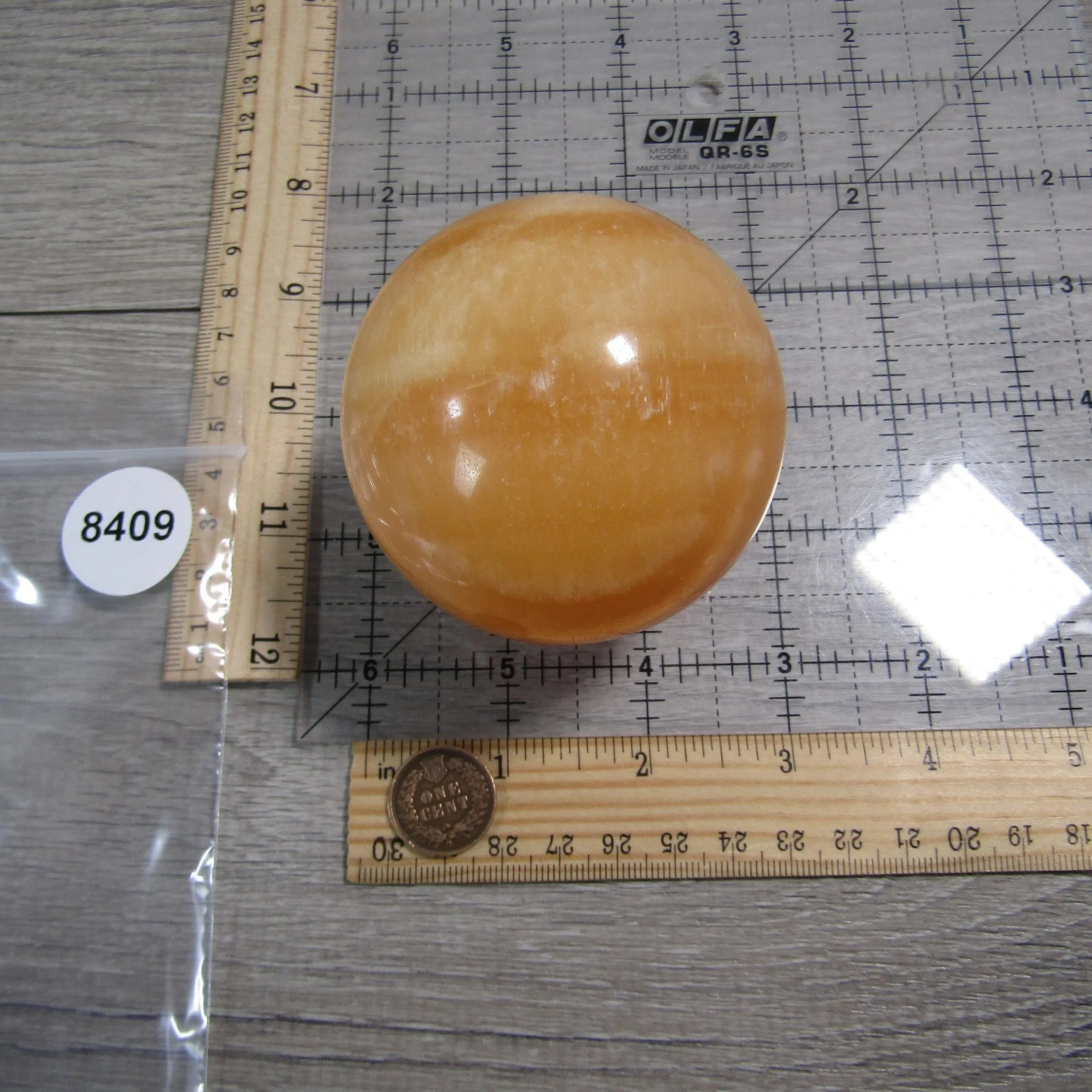 Orange Calcite Sphere Large Display Size