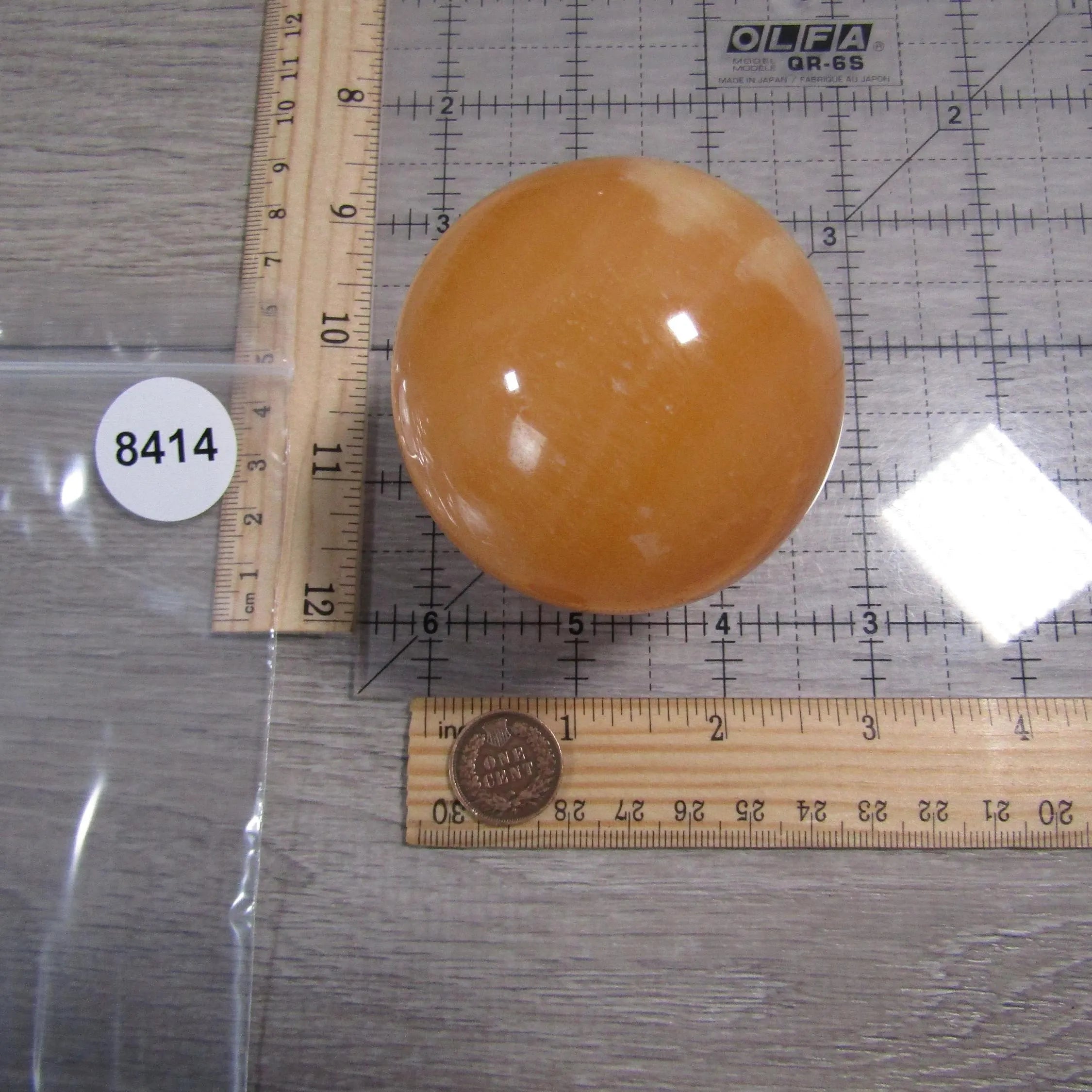 Orange Calcite Sphere Large Display Size