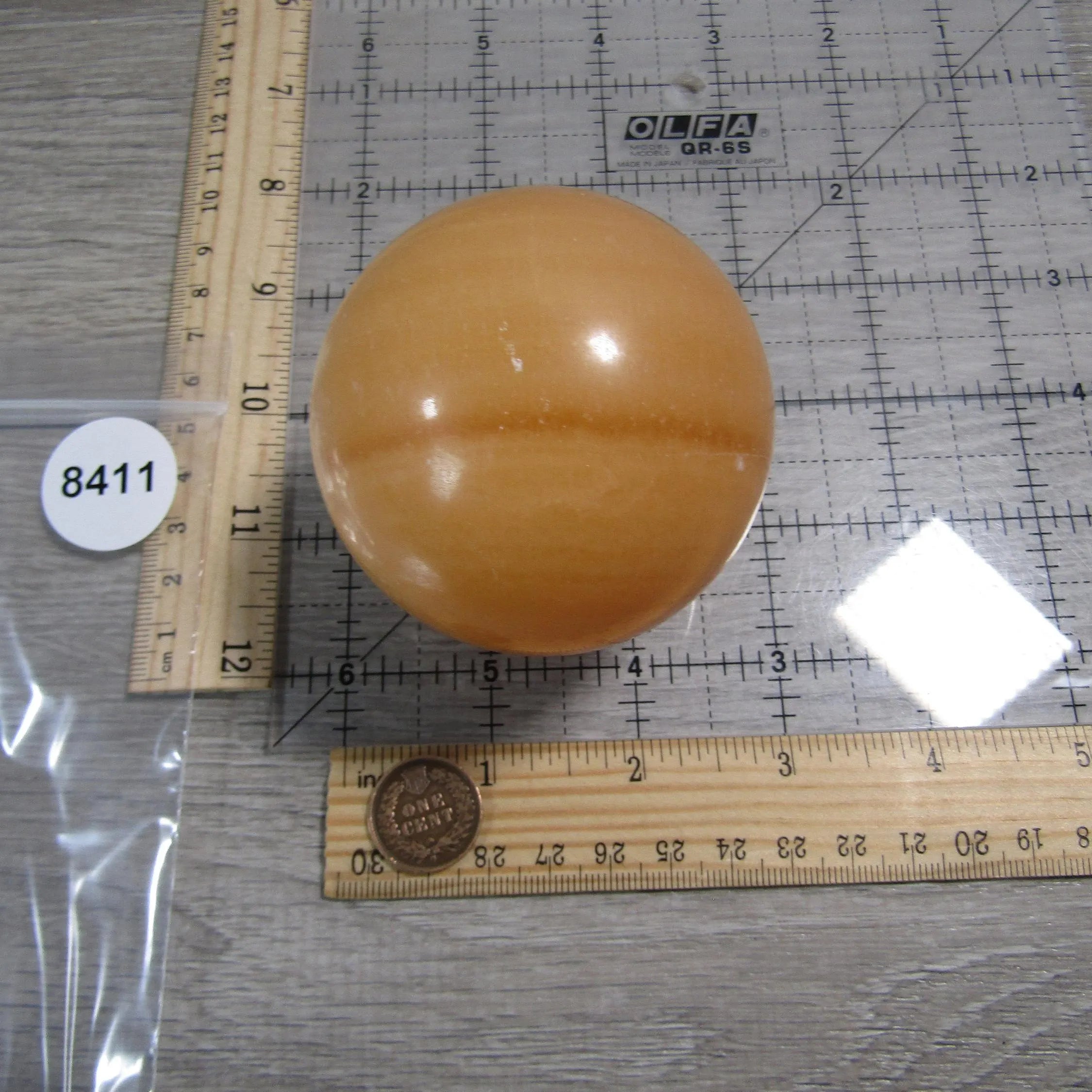 Orange Calcite Sphere Large Display Size