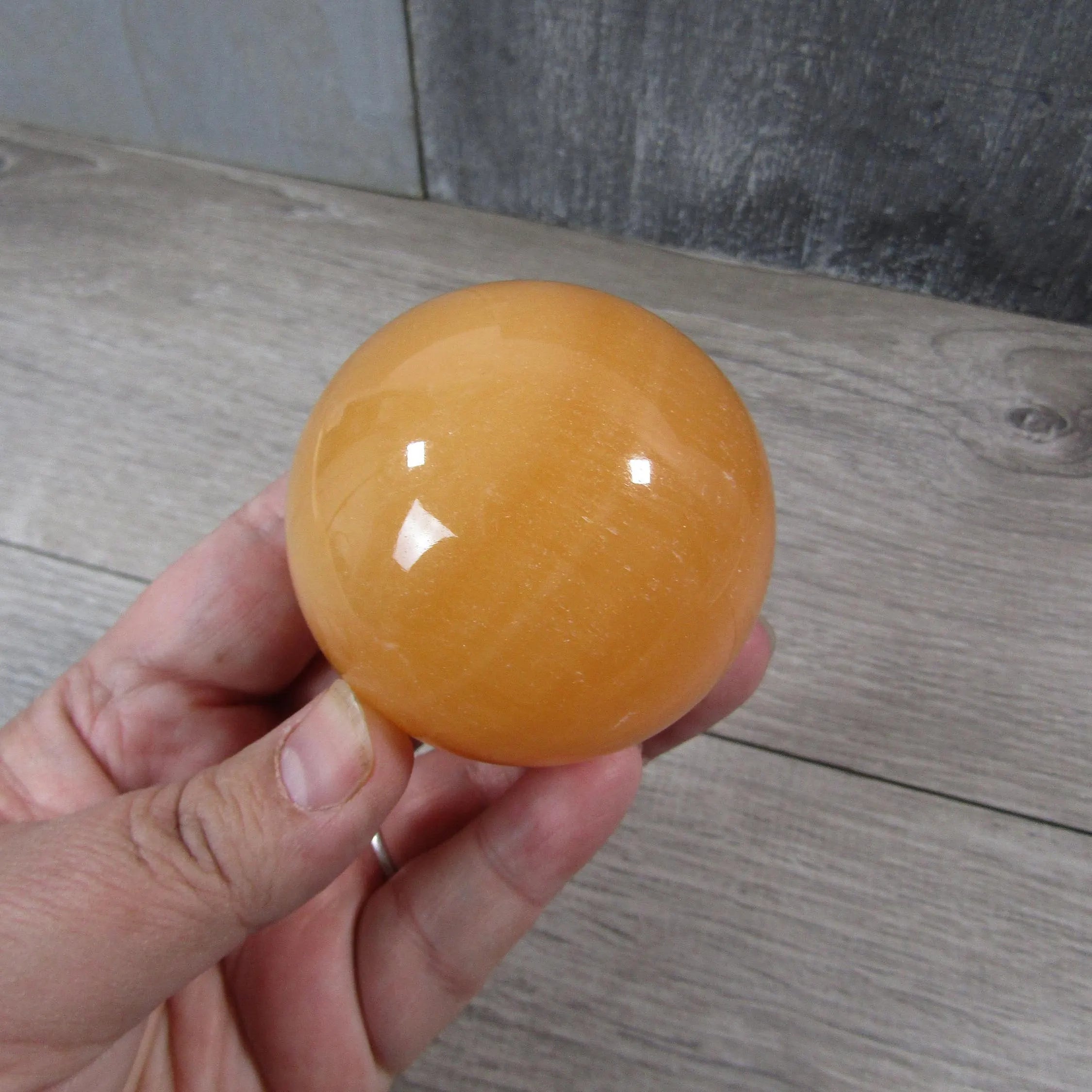 Orange Calcite Sphere Large Display Size