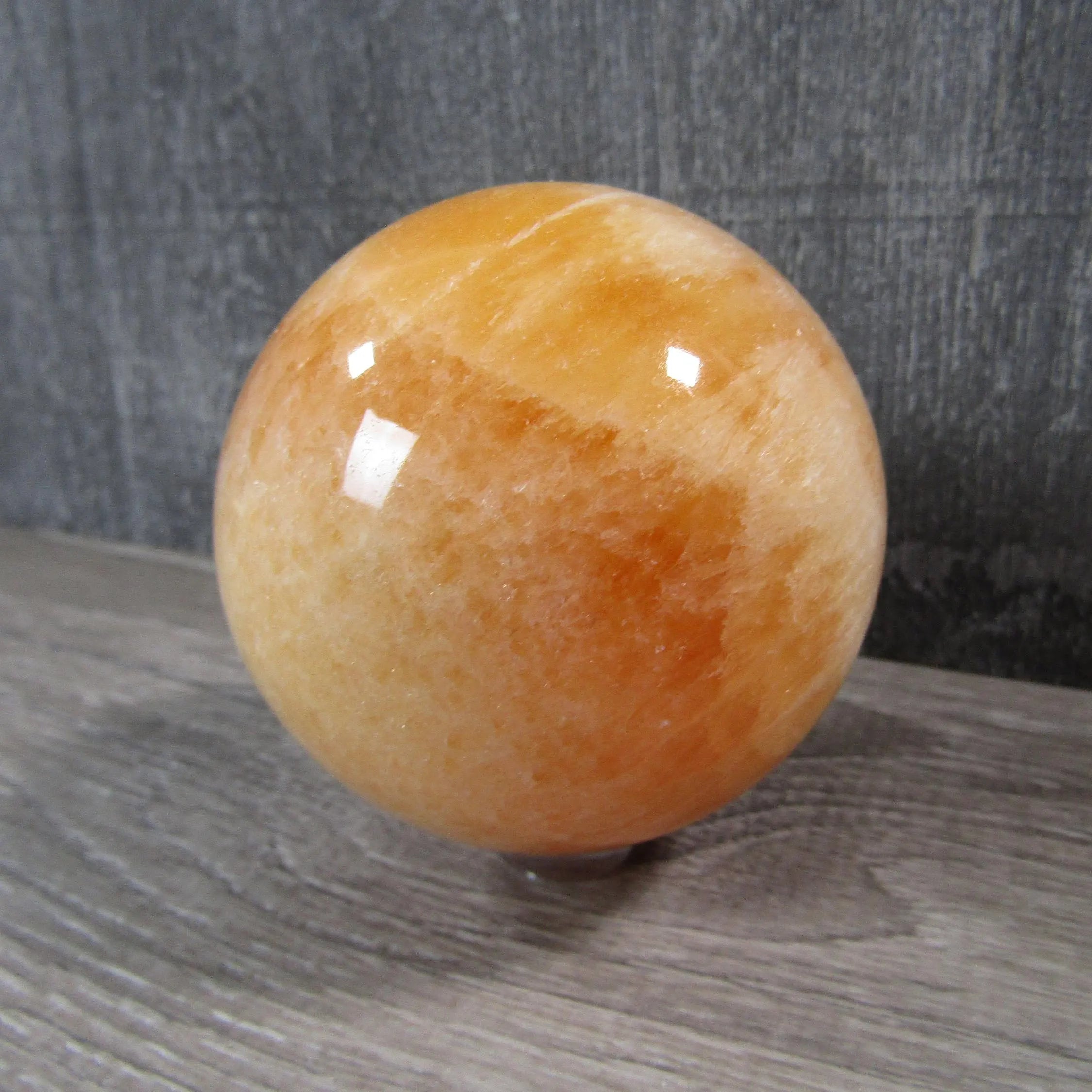 Orange Calcite Sphere Large Display Size