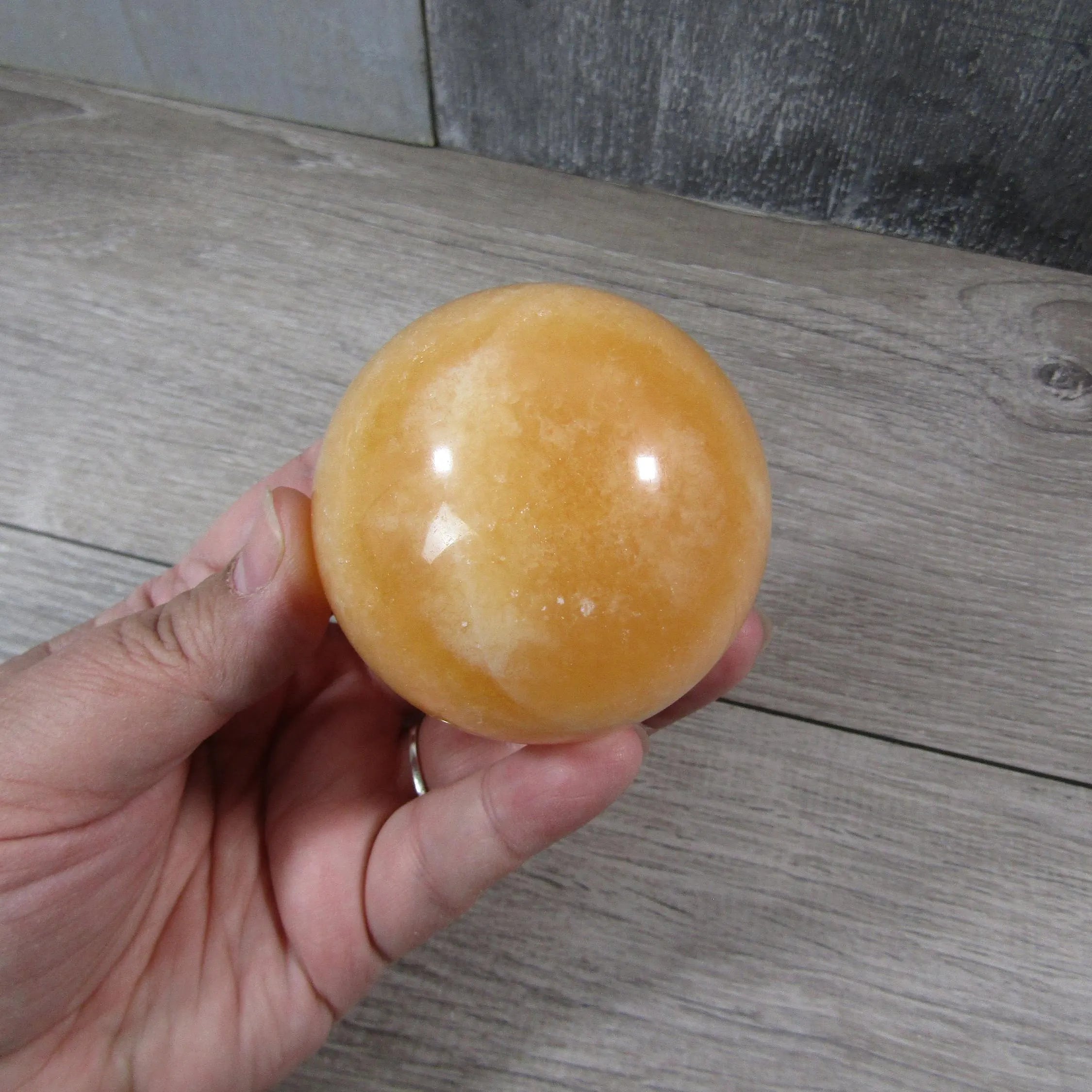 Orange Calcite Sphere Large Display Size