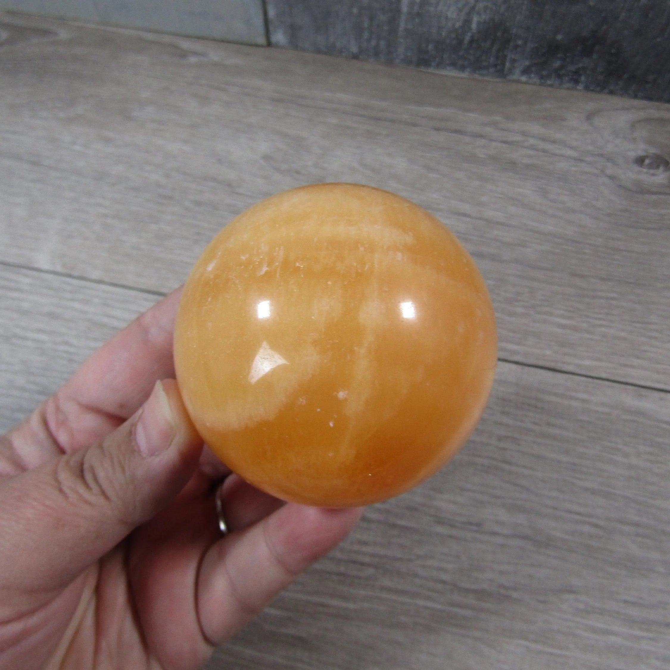 Orange Calcite Sphere Large Display Size