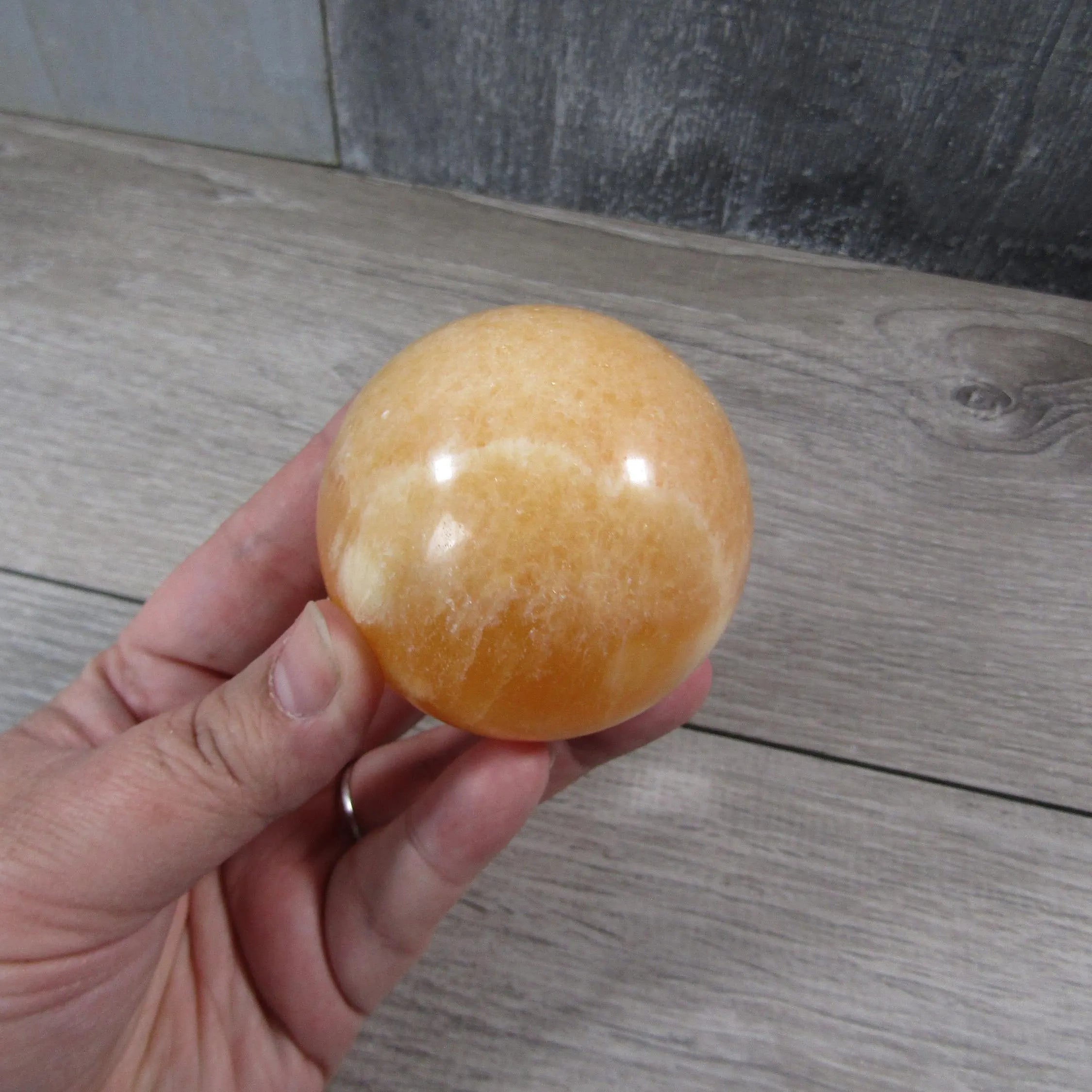 Orange Calcite Sphere Large Display Size