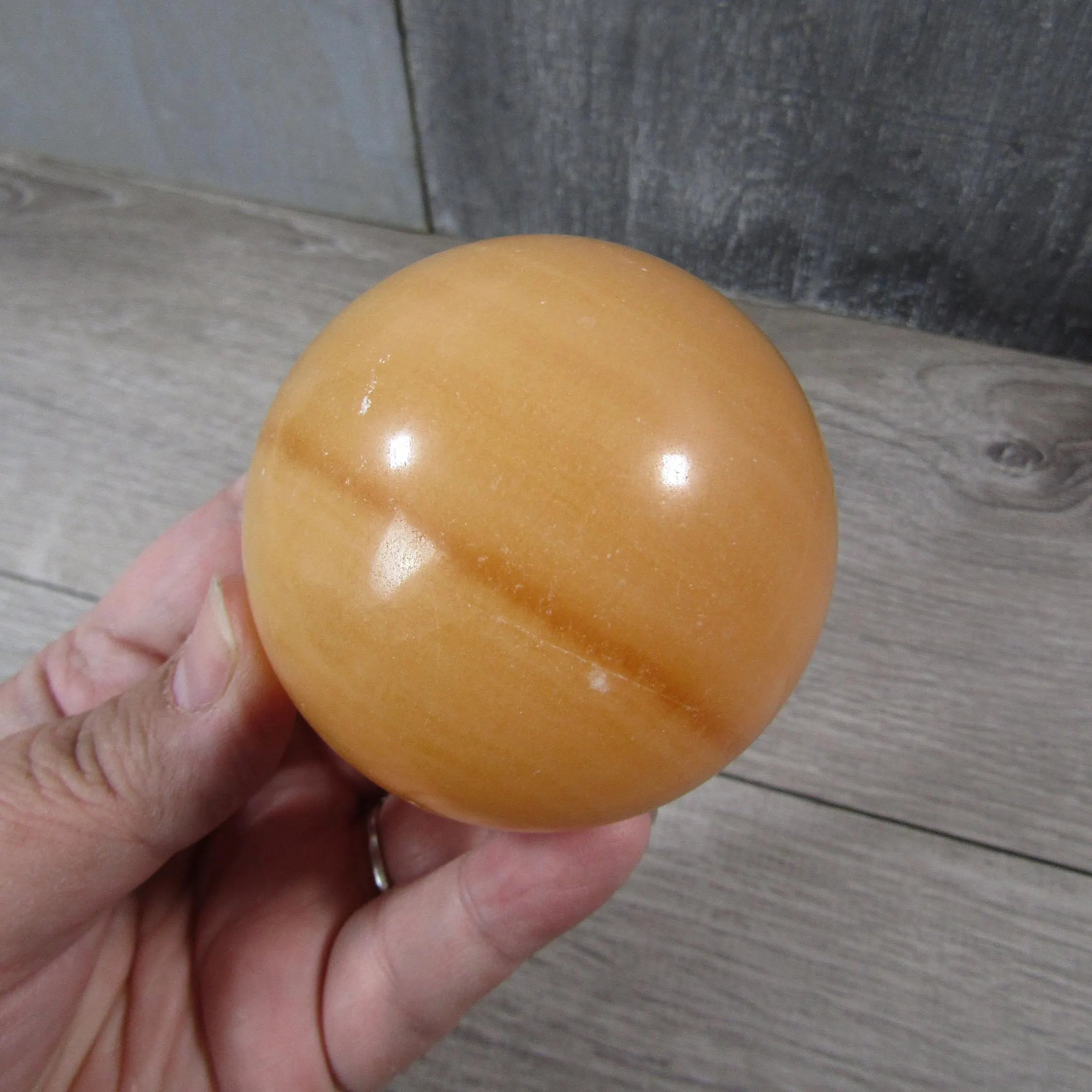 Orange Calcite Sphere Large Display Size