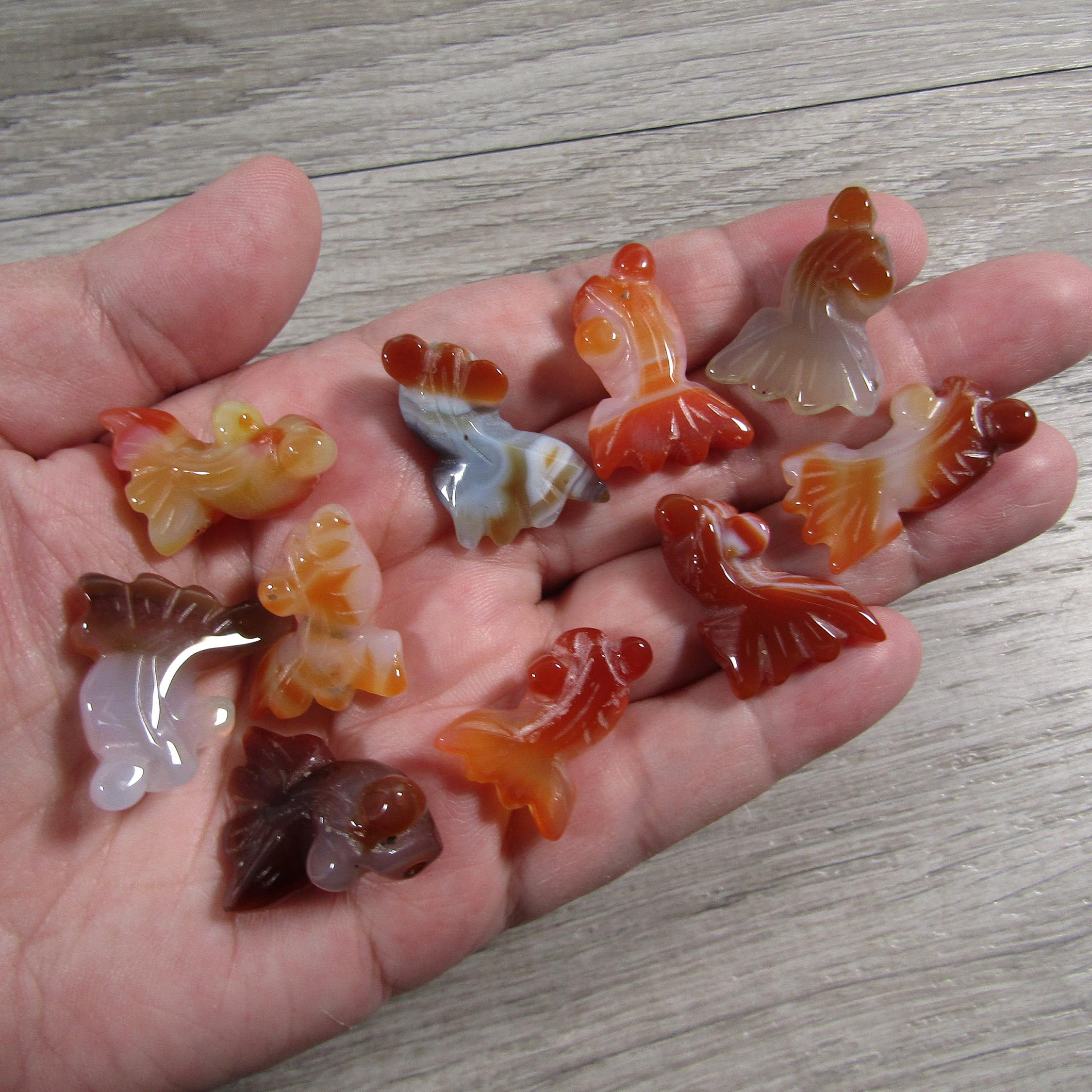 30mm gemstone goldfish figurine bead for jewelry making.