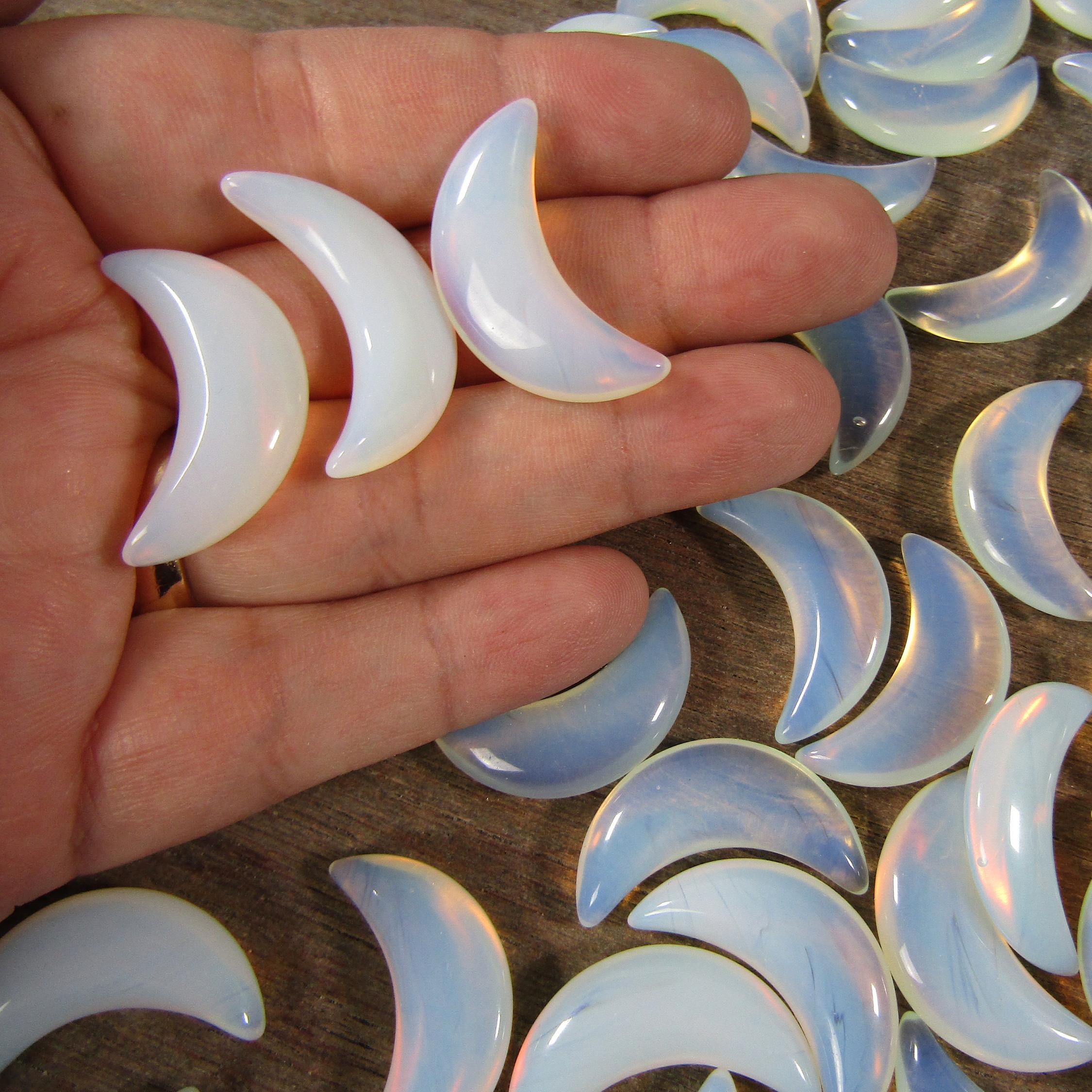 Gemstone Moons Assorted  – 1 Inch Crescent Moon Carvings