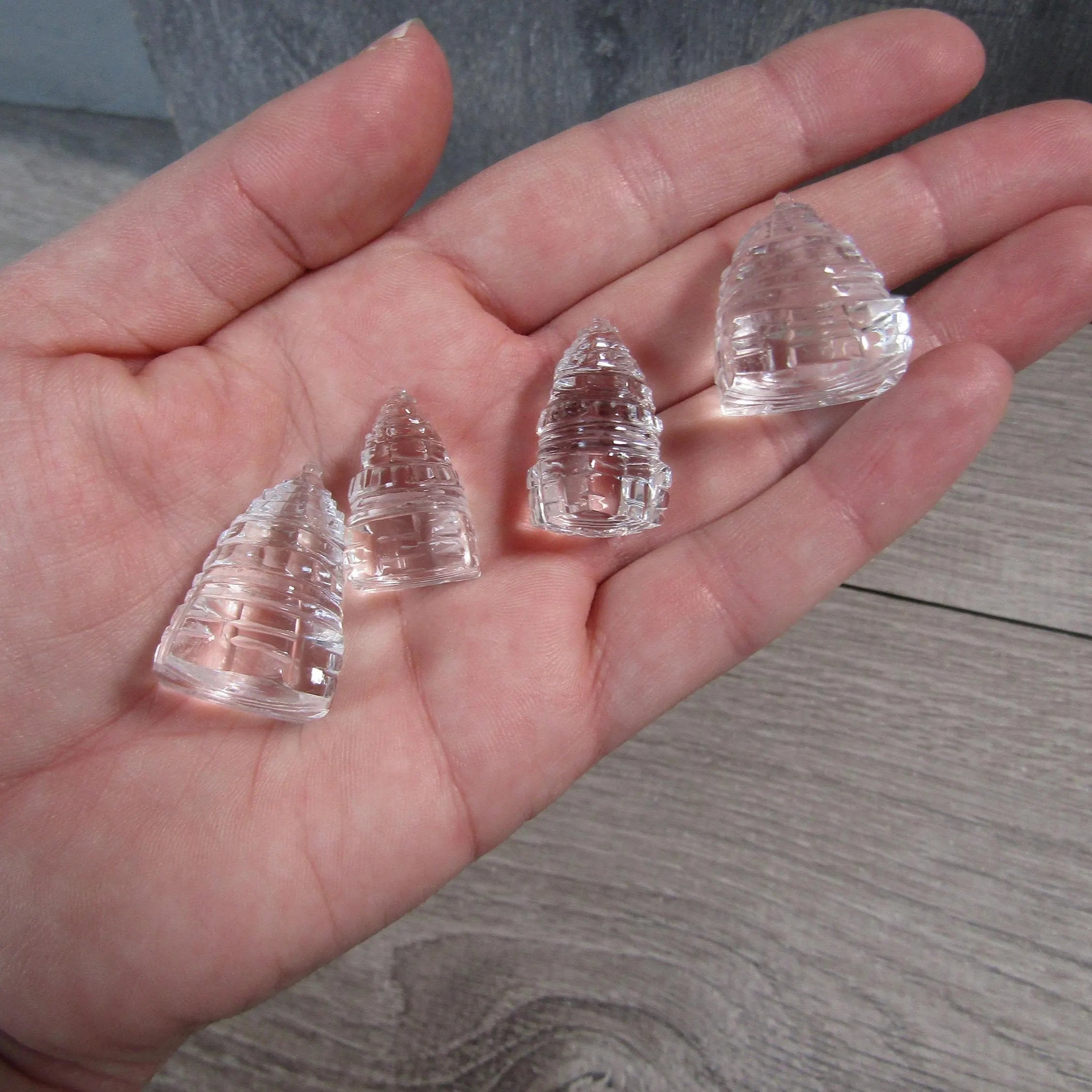 Clear Quartz Shri Yantra pagoda perfect for meditation and sacred spaces